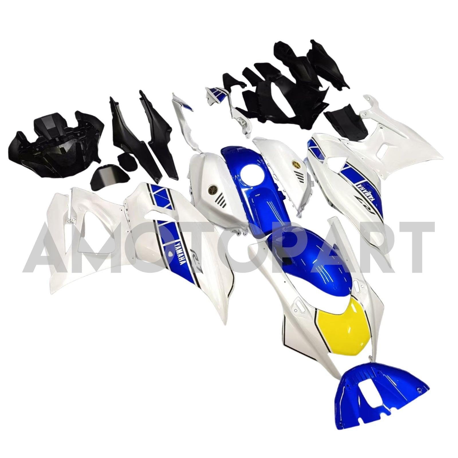 Amotopart 2021–2025 Yamaha YZF-R7 Blau&Weißes Style1-Verkleidungskit