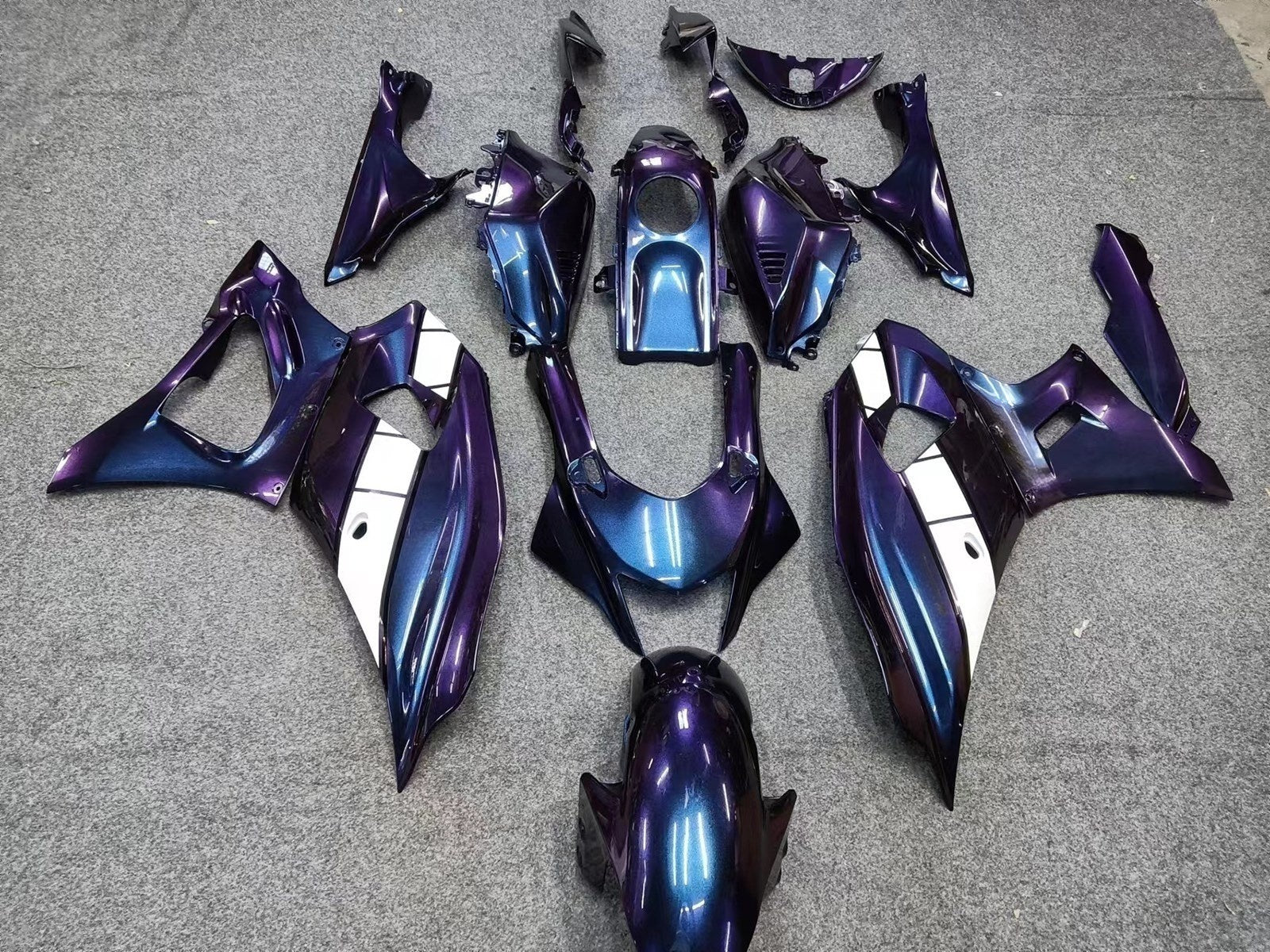 Amotopart 2021-2025 Yamaha YZF-R7 Bleu Dégradé&Kit de carénage Purple Style1