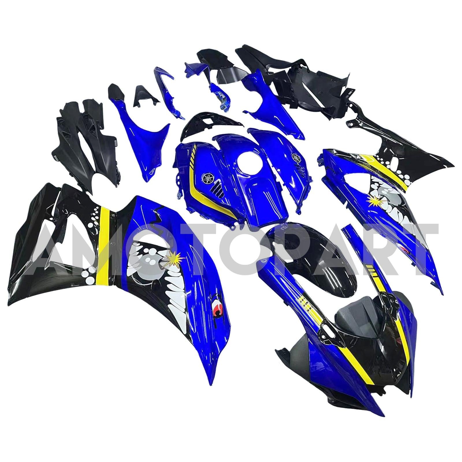 Amotopart 2021-2025 Yamaha YZF-R7 Black Blue Yellow Fairing Kit