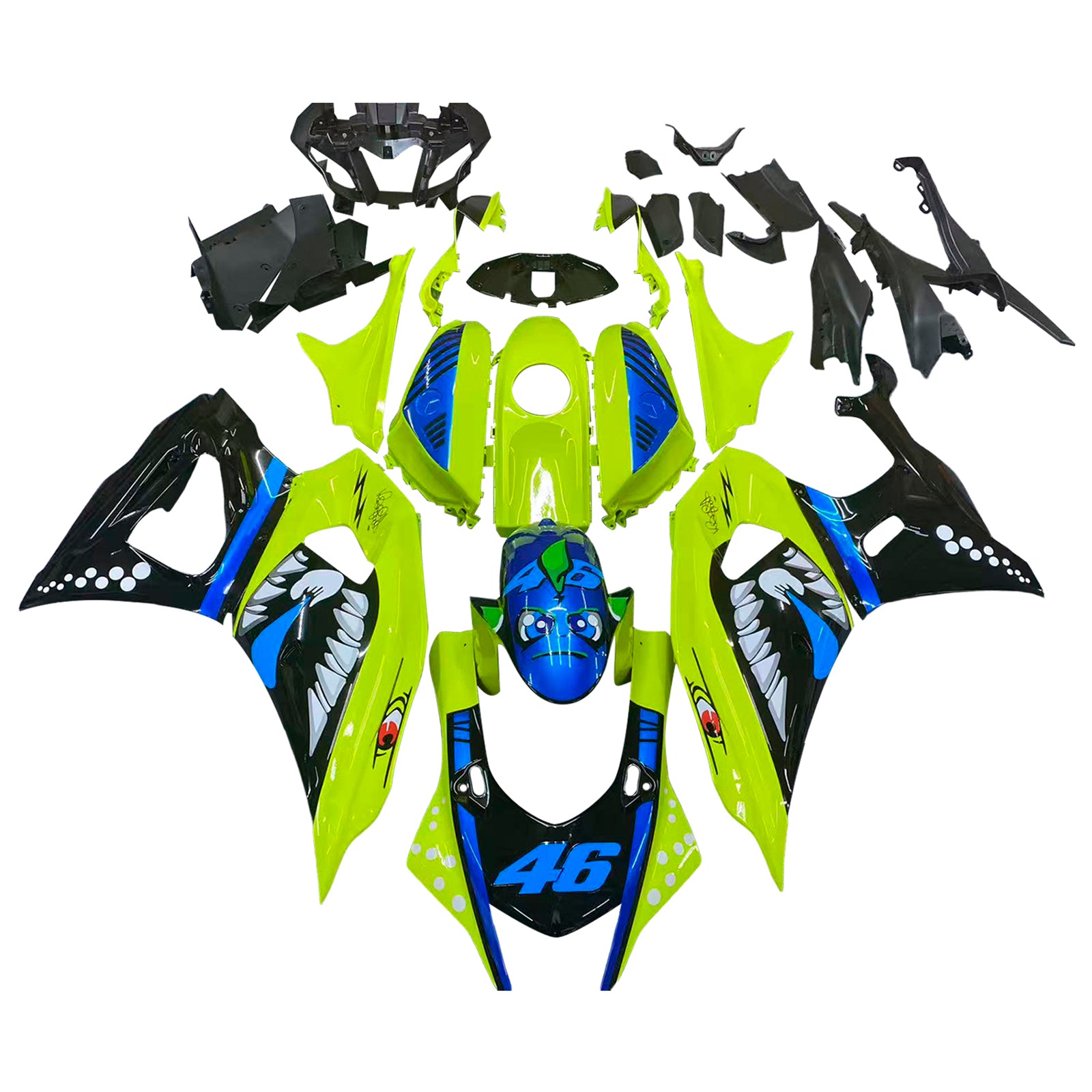Amotopart 2021-2025 Yamaha YZF-R7 Black Yellow Blue Fairing Kit