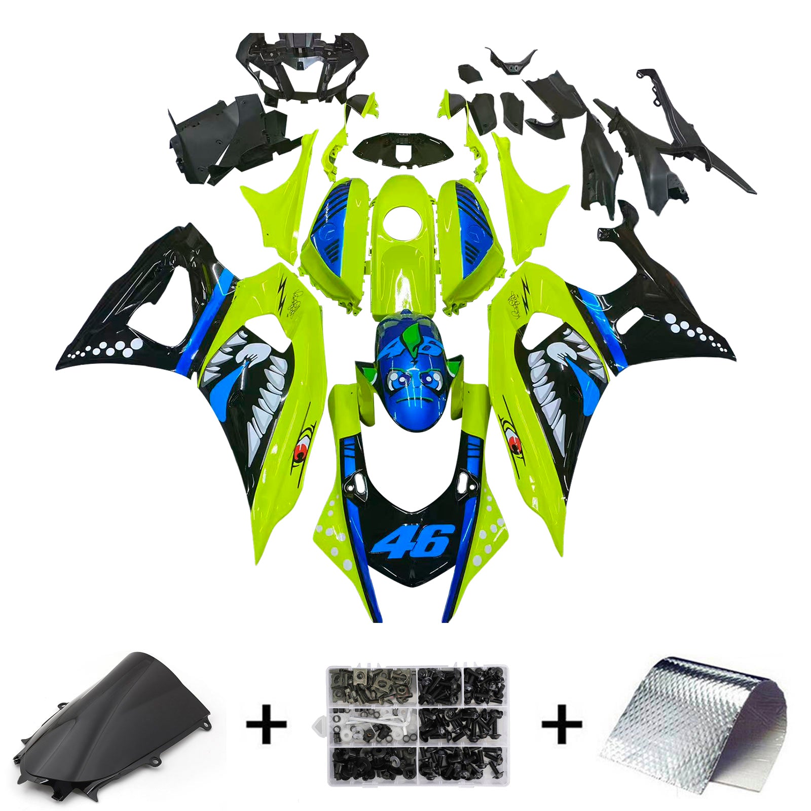Amotopart 2021-2025 Yamaha YZF-R7 Black Yellow Blue Fairing Kit