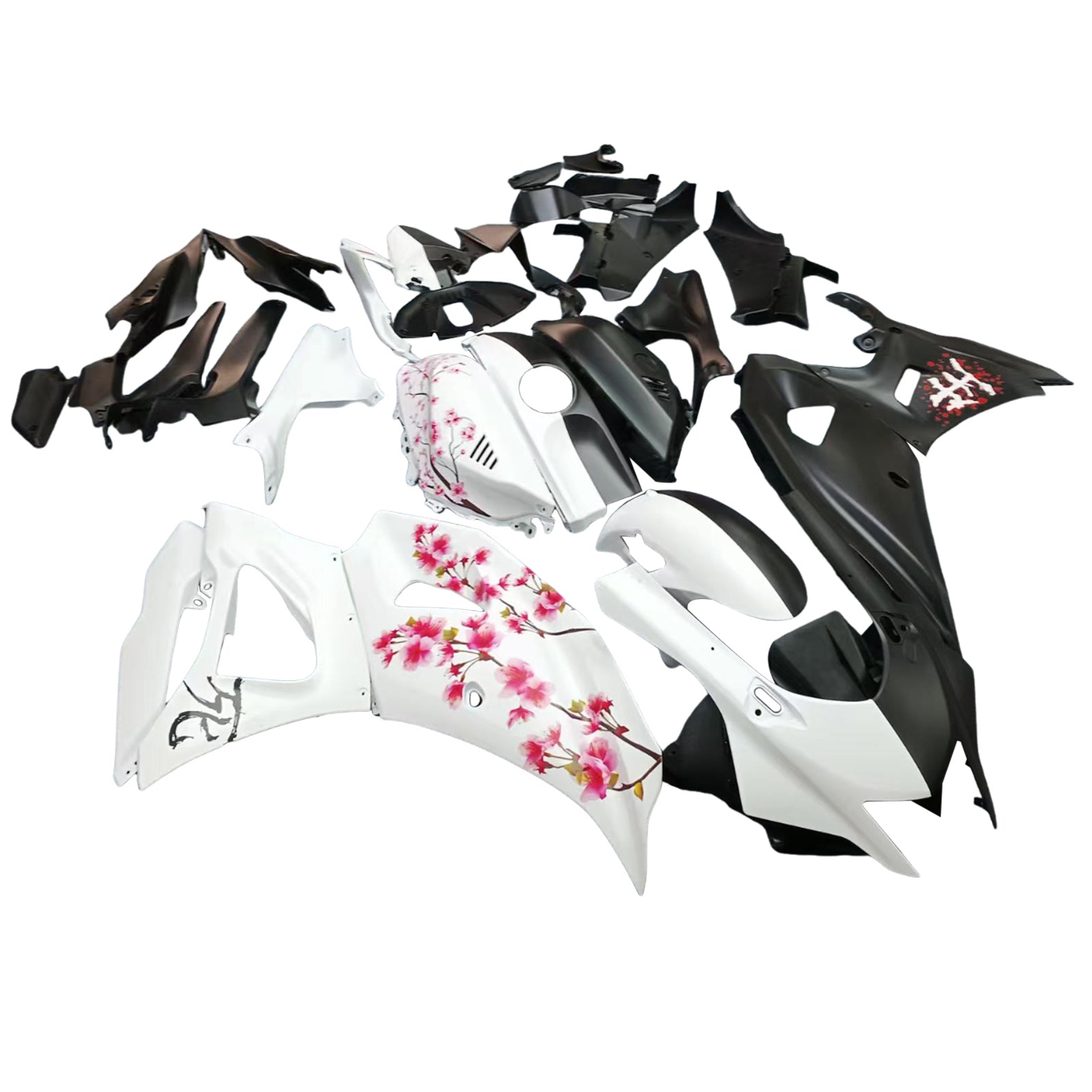 Amotopart 2021-2025 Yamaha YZF-R7 Cherry Blossom White Black Fairing Kit