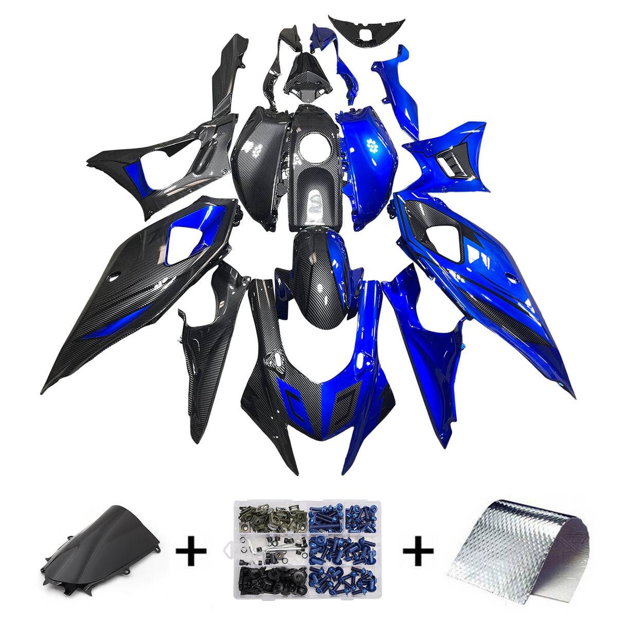 Amotopart 2021-2025 ヤマハ YZF-R7 カーボンファイバー ブルー フェアリングキット