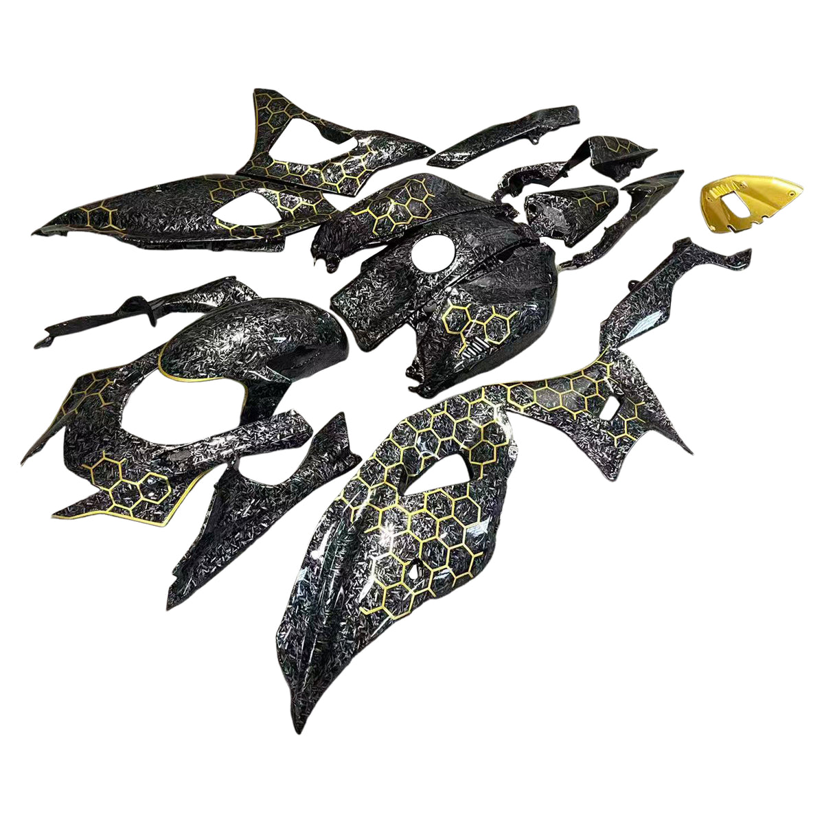 Amotopart 2021-2025 Yamaha YZF-R7 Forged Carbon Fiber Gold Fairing Kit