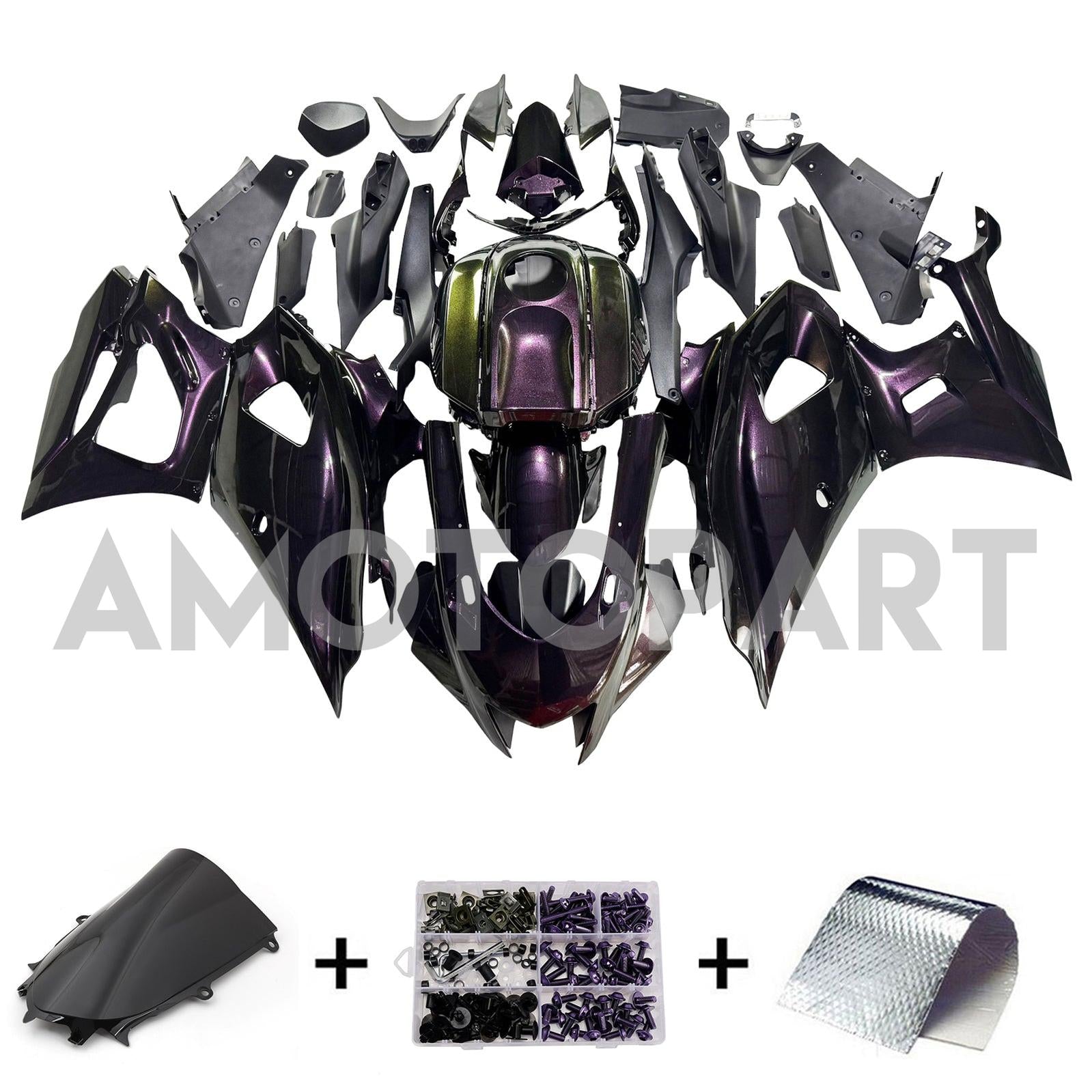 Amotopart 2021-2025 Yamaha YZF-R7 Gradient Green Purple Fairing Kit