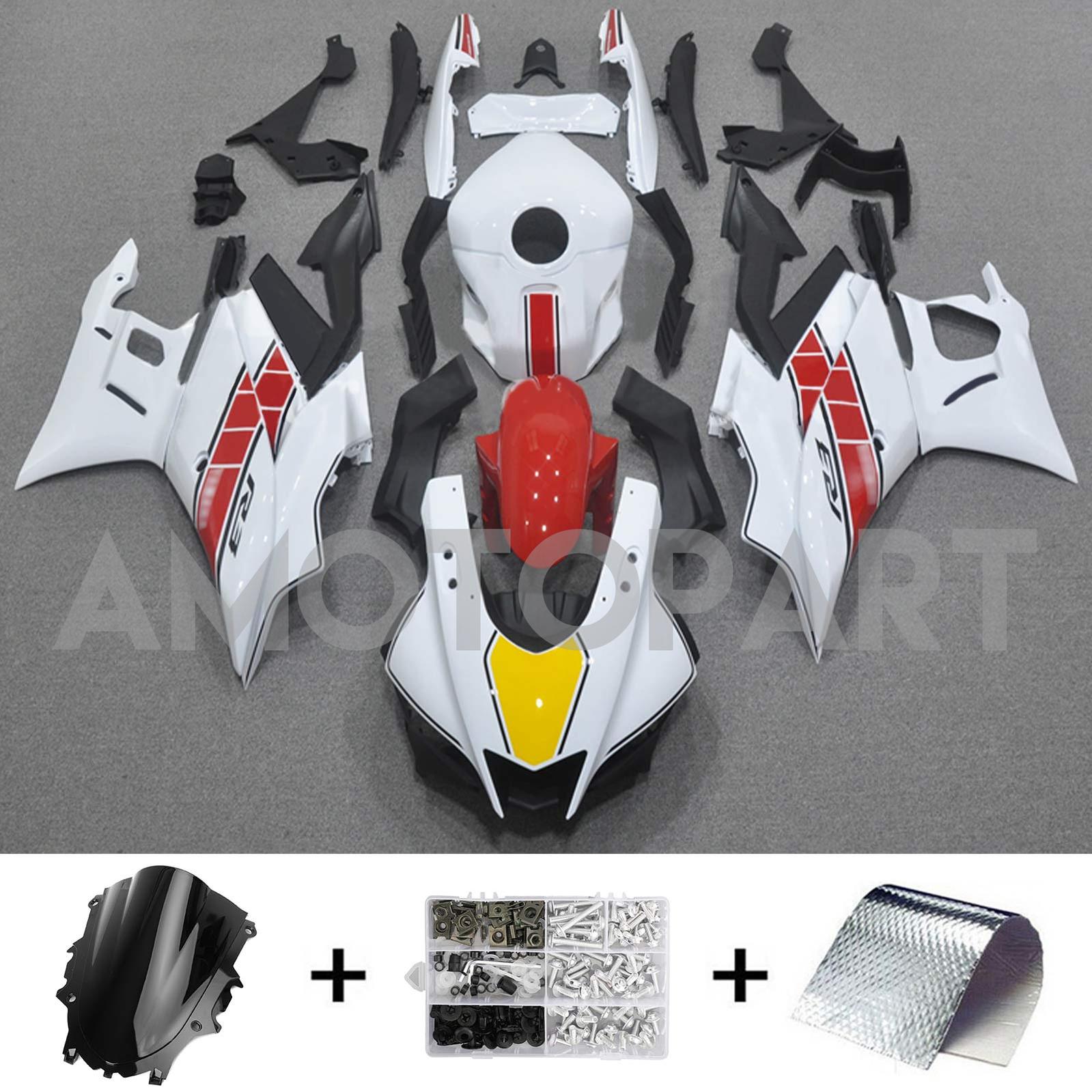 Amotopart 2022-2023 Yamaha YZF-R3 R25 White & Red Fairing Kit