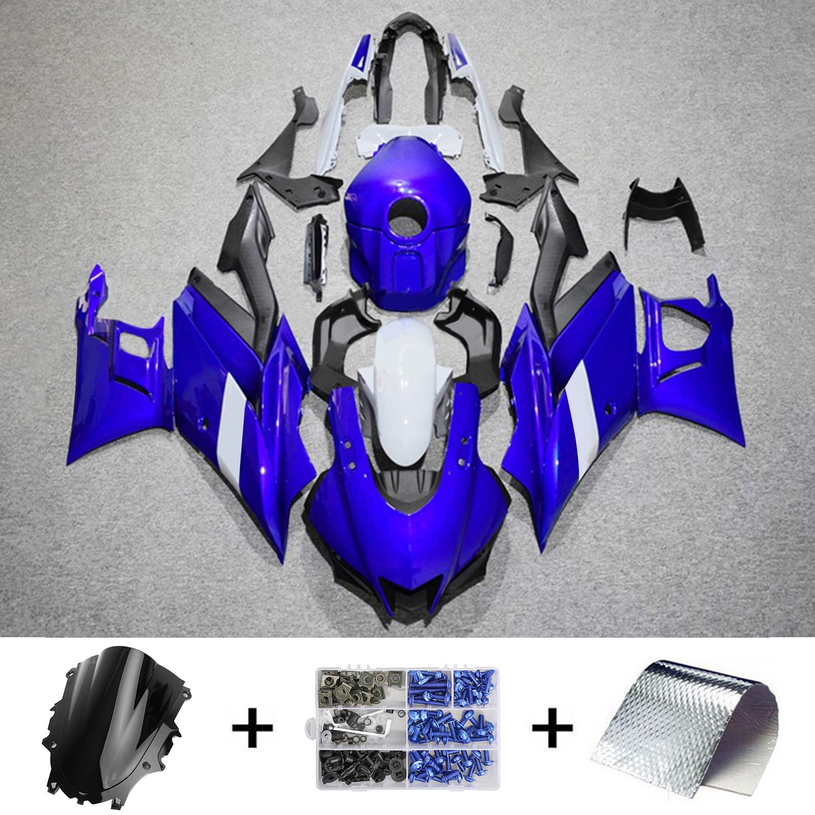Amotopart 2022-2024 Yamaha YZF-R3 R25 Blue Style2 Fairing Kit