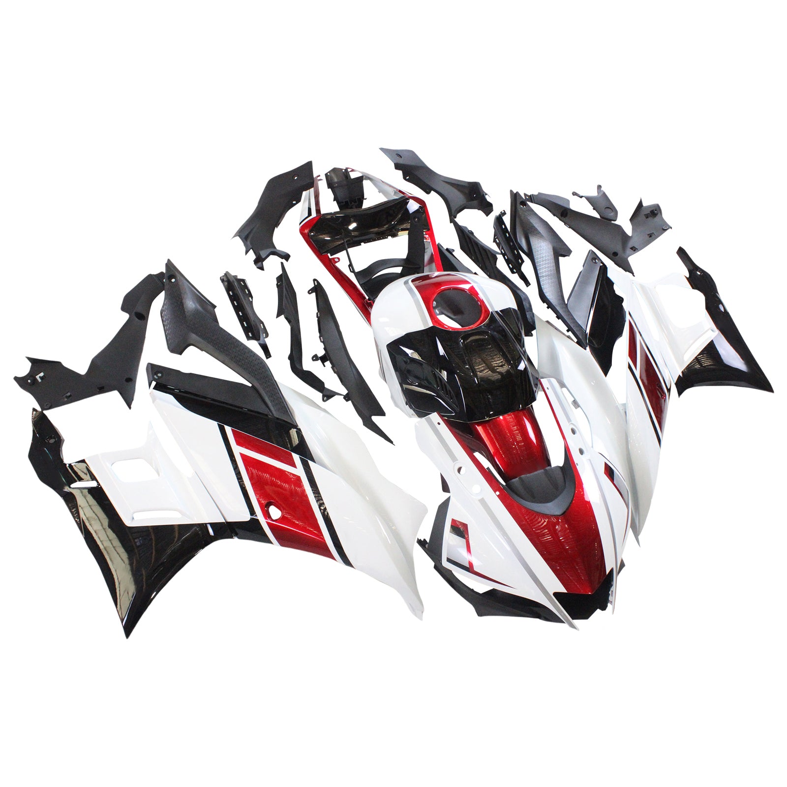 Amotopart 2022-2024 Yamaha YZF-R3 R25 White Red Fairing Kit
