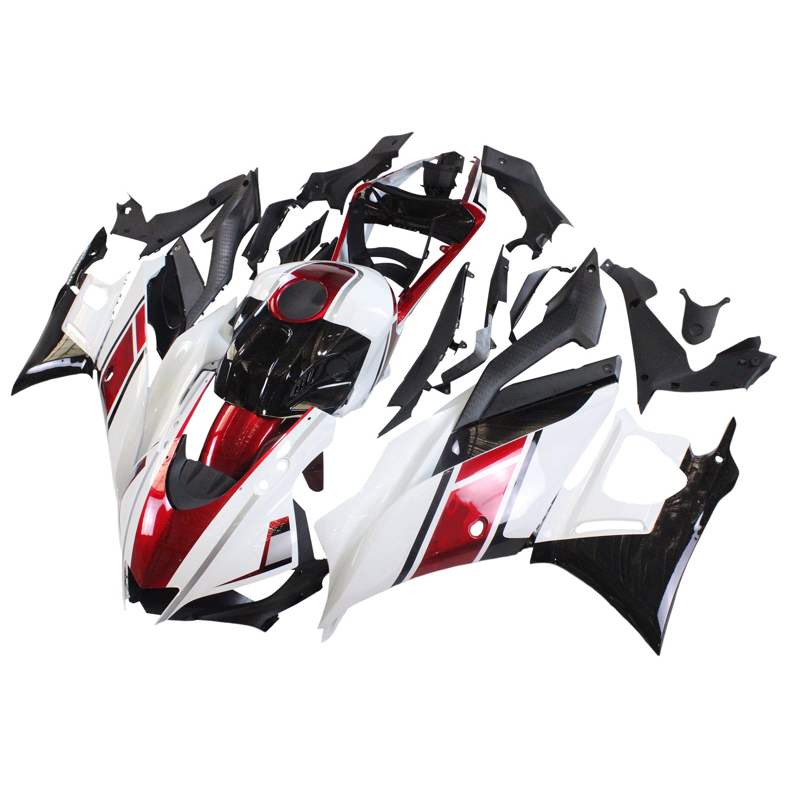 Amotopart 2022-2024 Yamaha YZF-R3 R25 White Red Fairing Kit