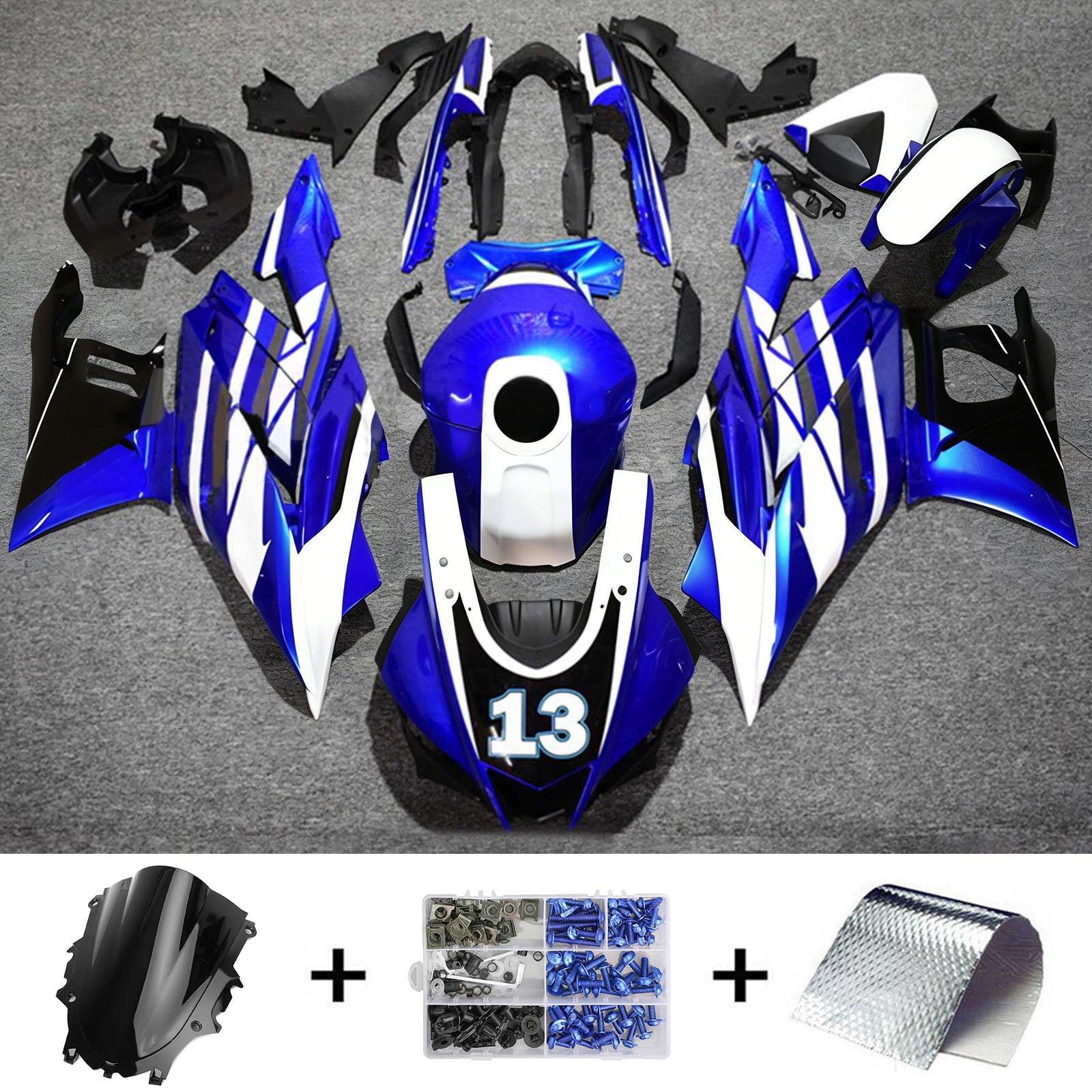 Amotopart 2022-2024 Yamaha YZF-R3 R25 Blue Style4 Fairing Kit
