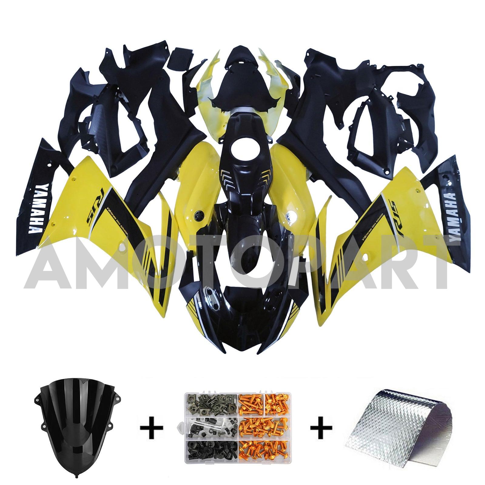 Amotopart 2018-2024 Yamaha YZF R15 Yellow Black Fairing Kit