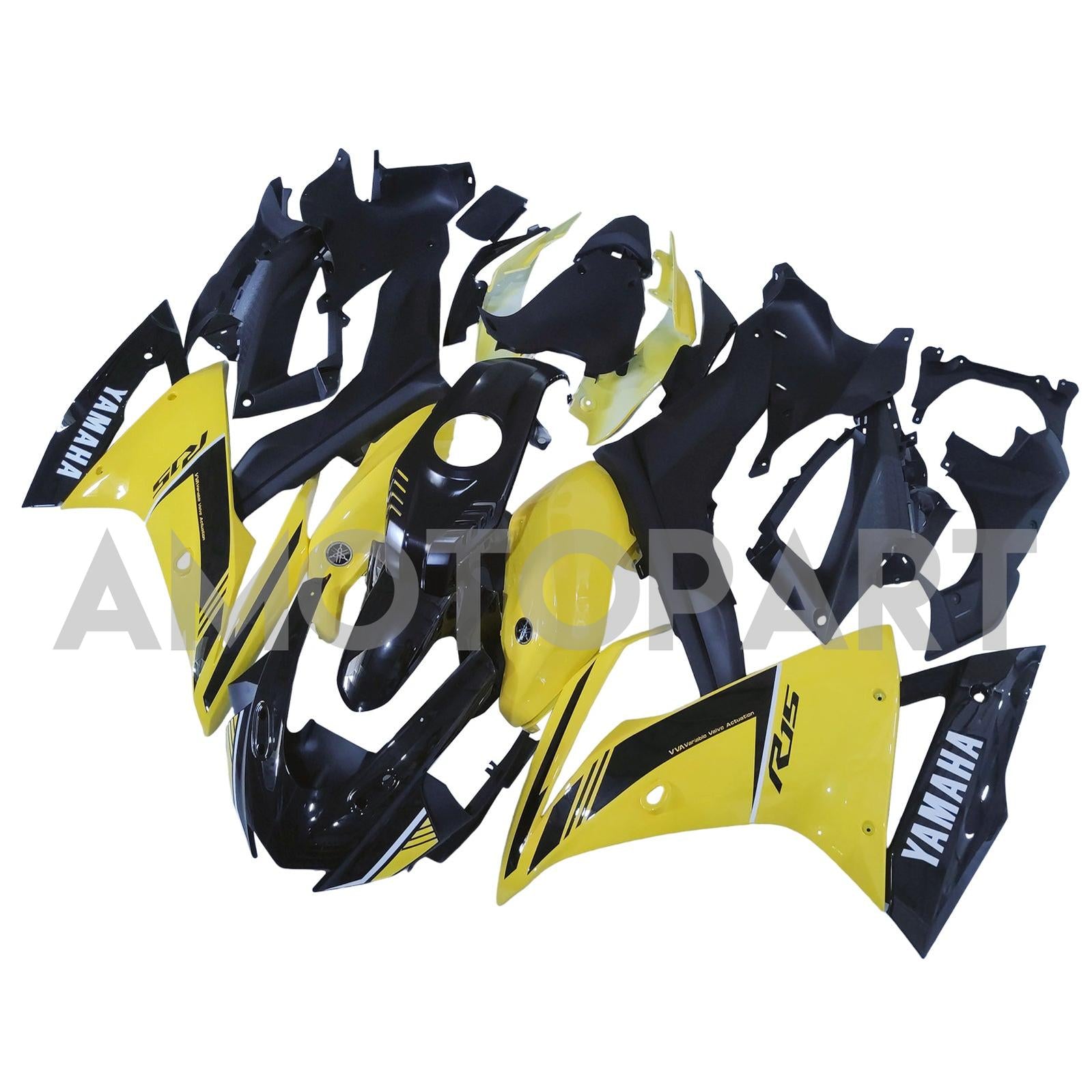Amotopart 2018-2024 Yamaha YZF R15 Gelbes Schwarzverkleidungskit