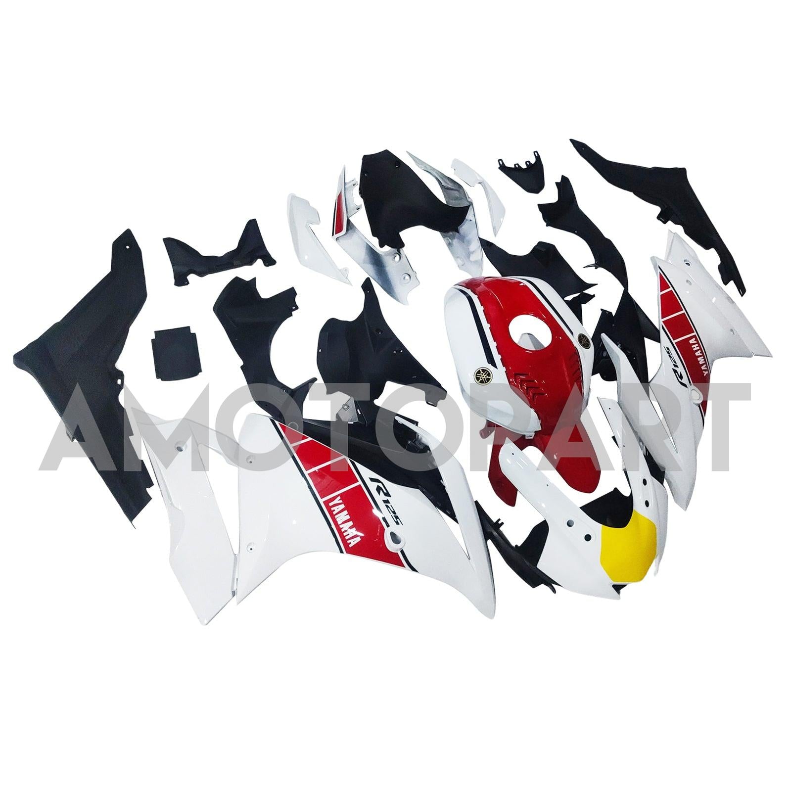 Amotopart 2019-2024 ヤマハ YZF R125 ホワイト レッド ブラック フェアリングキット