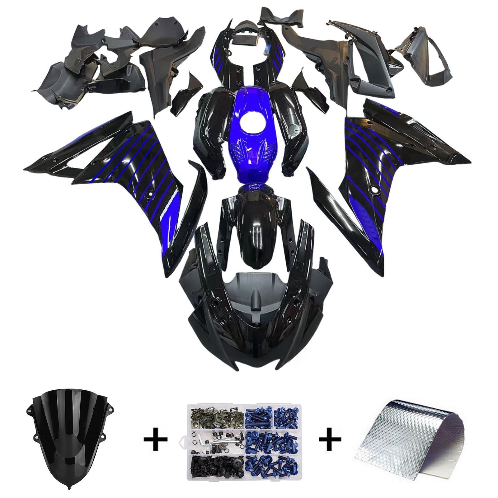 Amotopart 2019-2022 Yamaha YZF R125 Black Fairing Kit