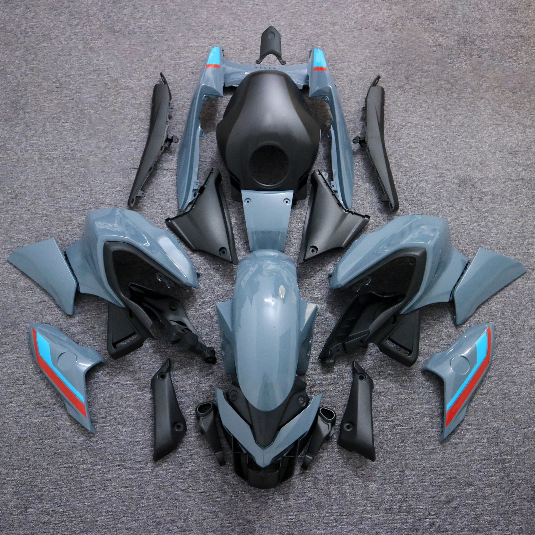 Amotopart 2021-2024 Yamaha MT-03 Light Blue Gray Fairing Kit