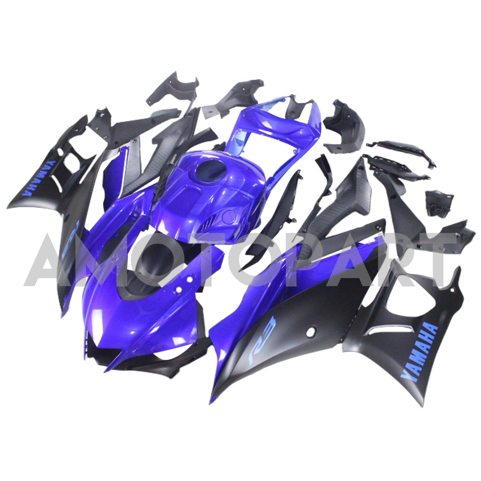 Amotopart 2022-2024 Yamaha YZF-R3 R25 Blue Style3 Fairing Kit