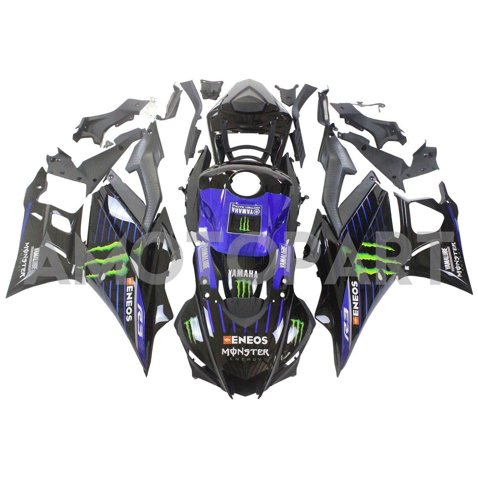 Amotopart 2022-2023 Yamaha YZF-R3 R25 Monster Style2 Kit de carenado