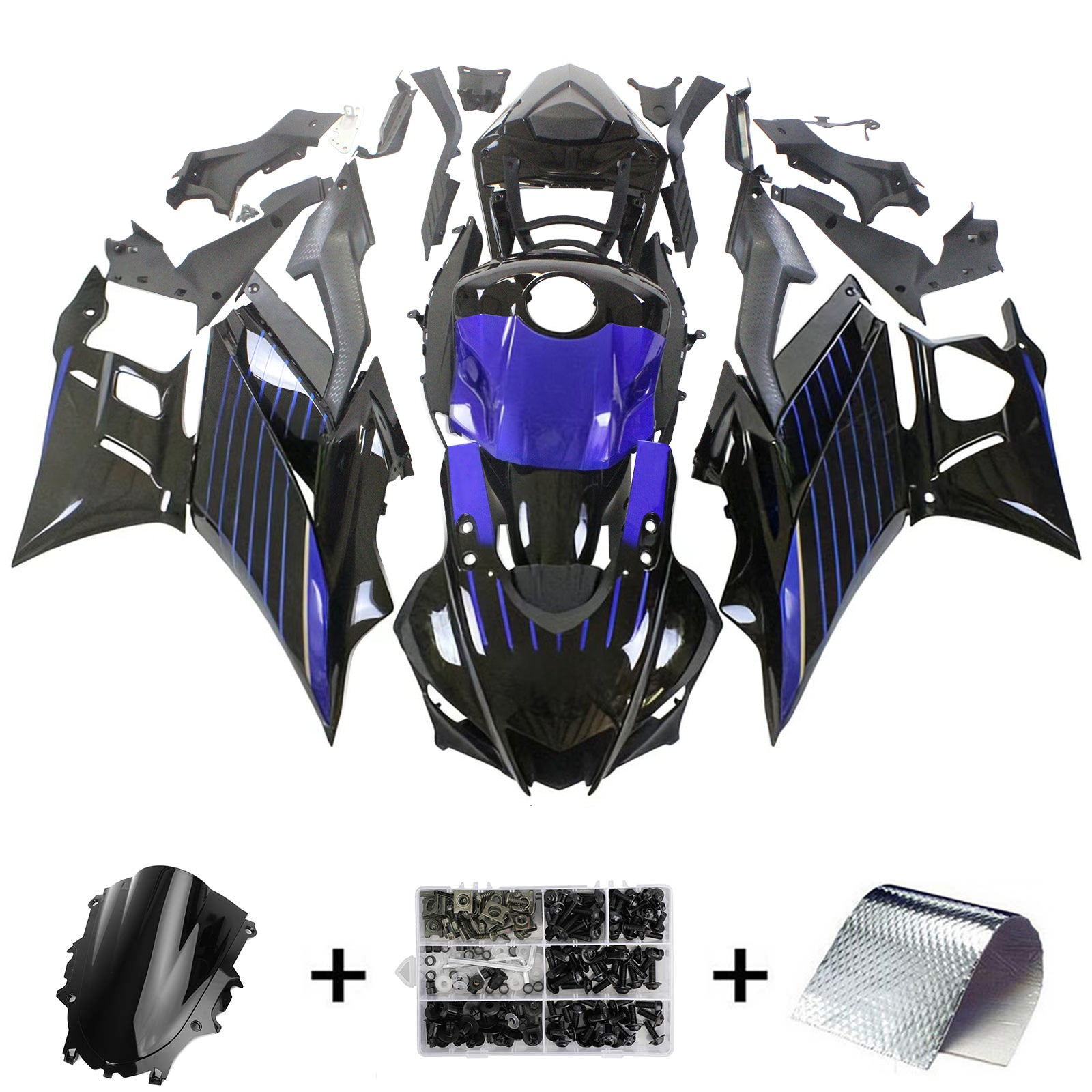 Amotopart 2022-2024 Yamaha YZF-R3 R25 Blue Style2 Fairing Kit