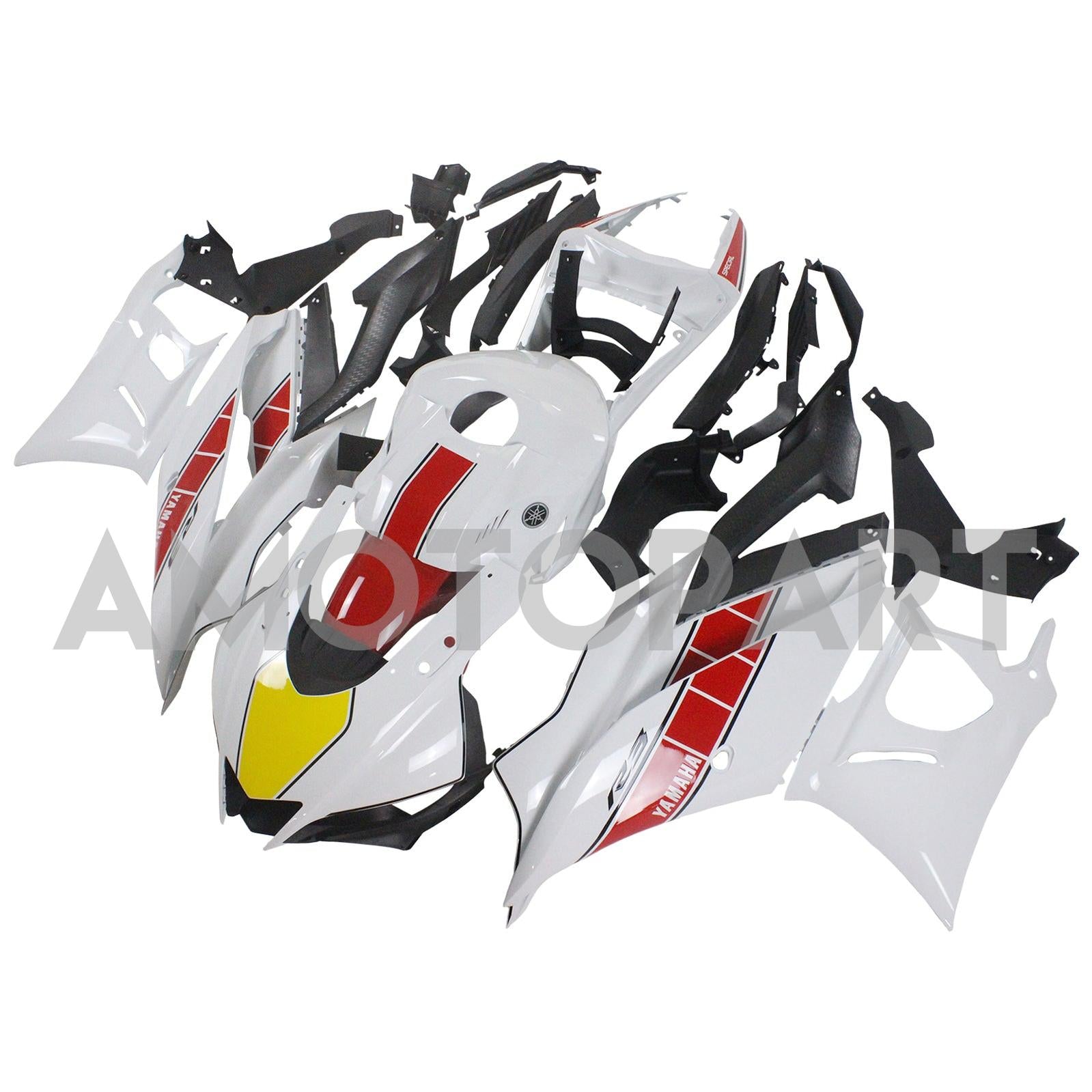 Amotopart 2022-2023 Yamaha YZF-R3 R25 White & Red Fairing Kit