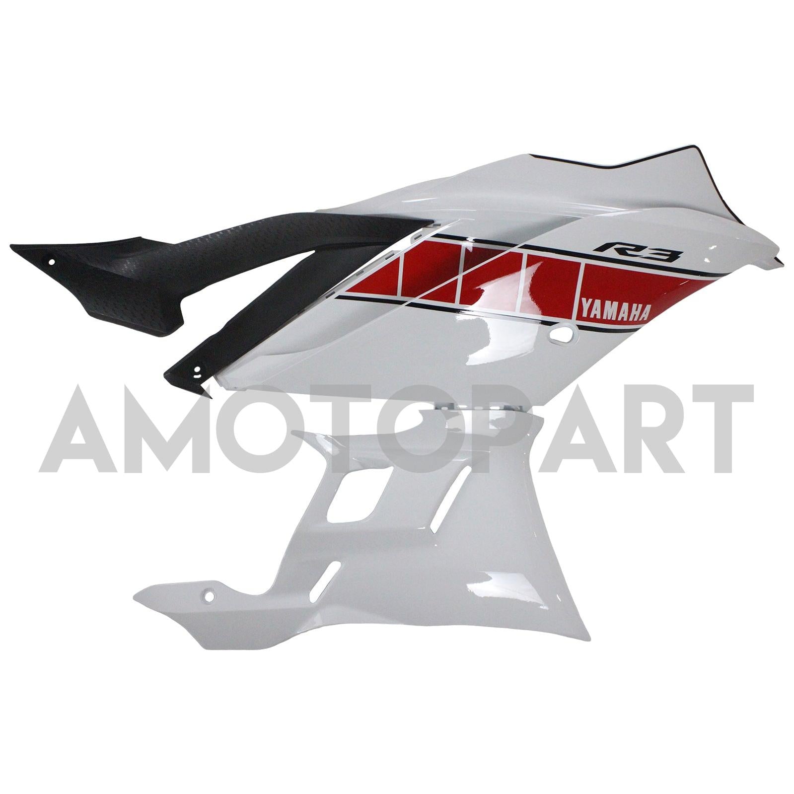 Amotopart 2022-2023 Yamaha YZF-R3 R25 White & Red Fairing Kit