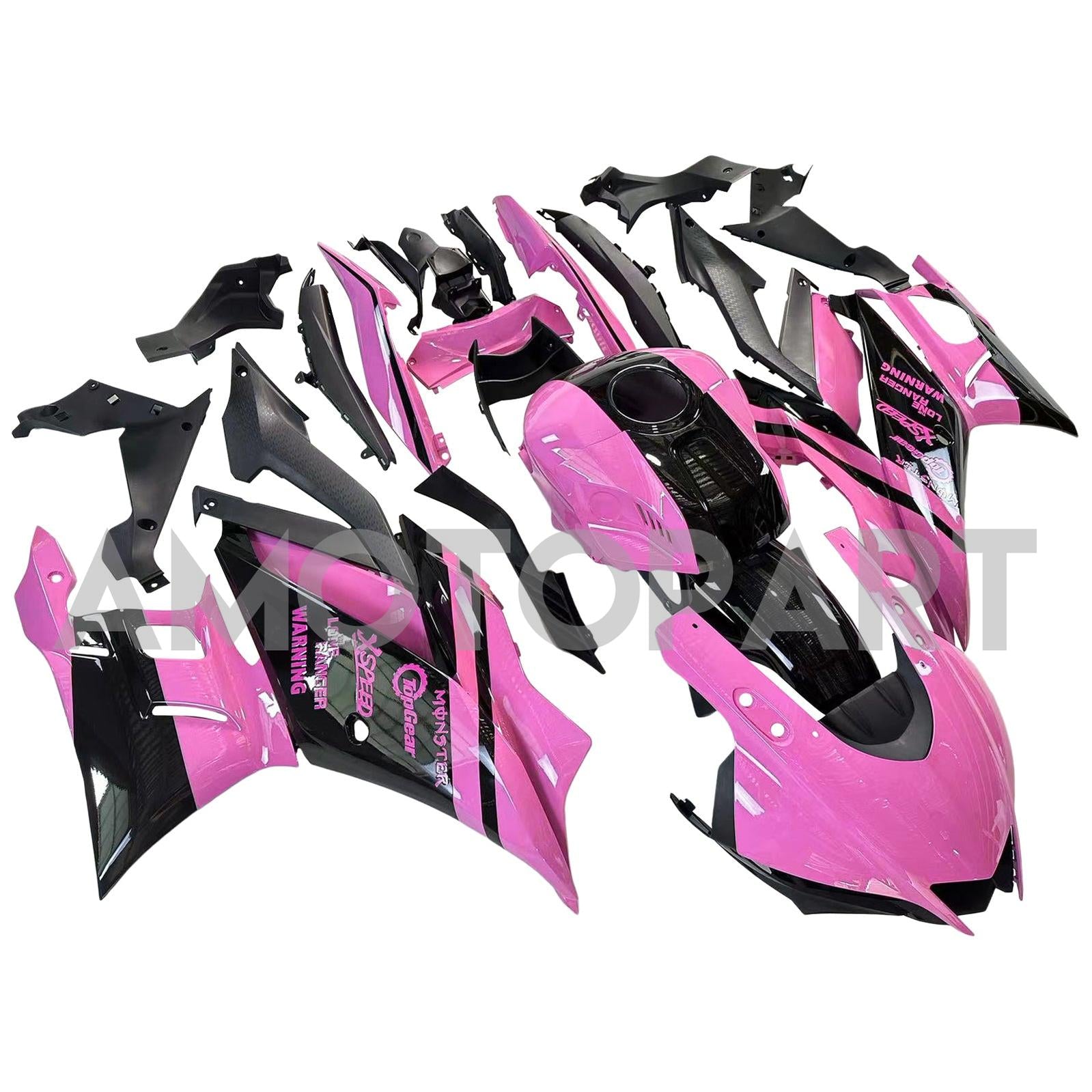 Amotopart 2022-2023 Yamaha YZF-R3 R25 Kit de carenagem rosa