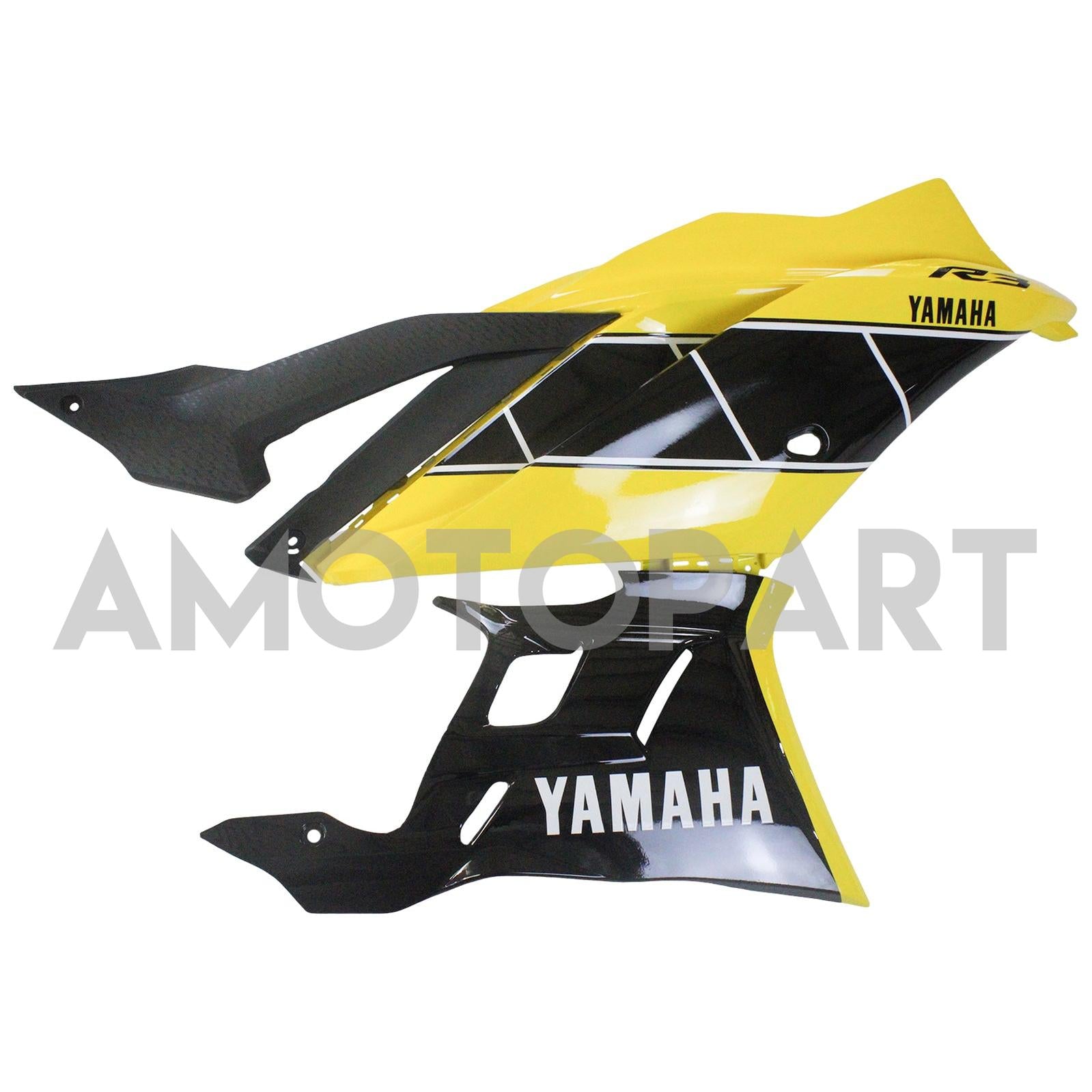 Amotopart 2022-2024 Yamaha YZF-R3 R25 Yellow&Black Fairing Kit
