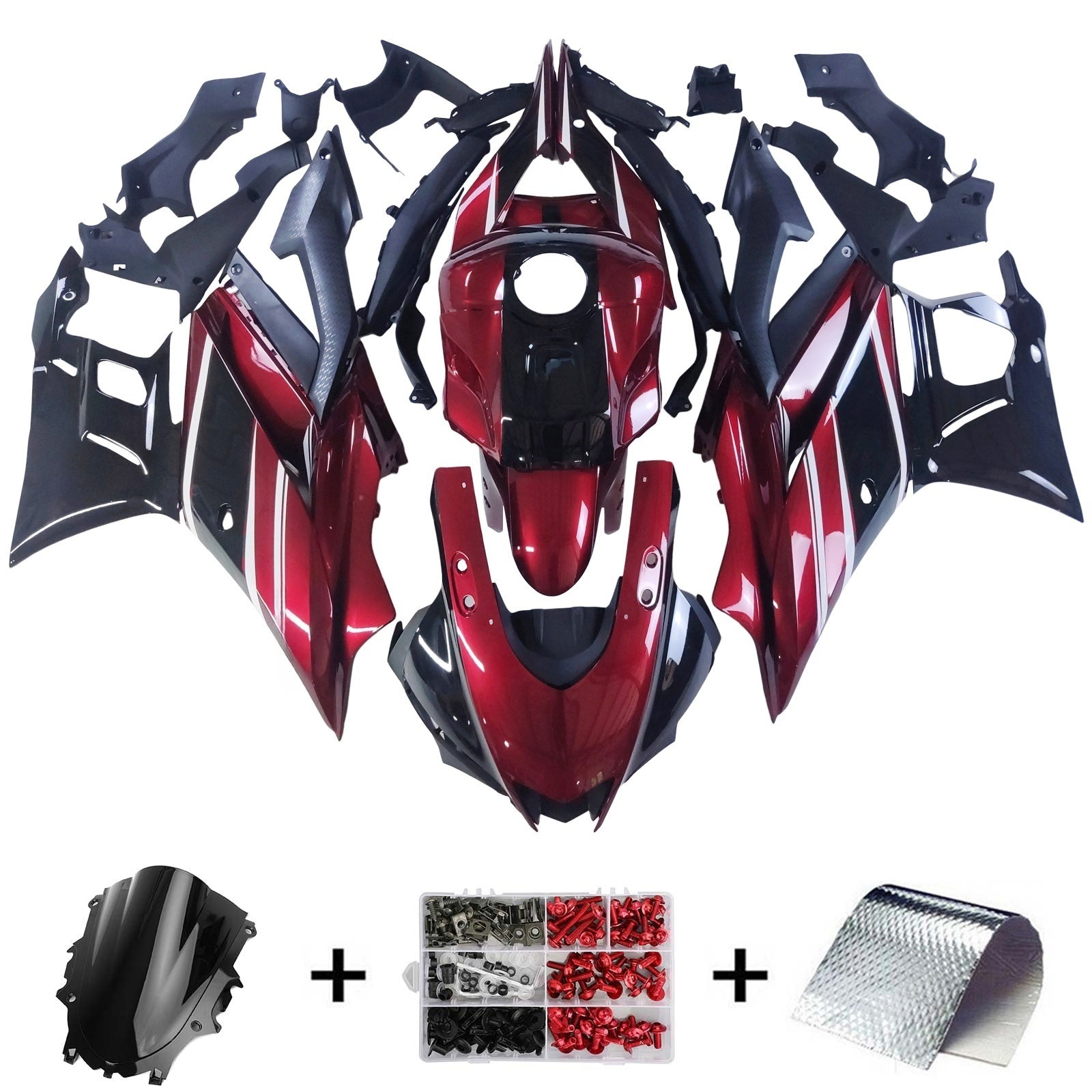 Amotopart 2022-2023 ヤマハ YZF-R3 R25 レッド フェアリングキット