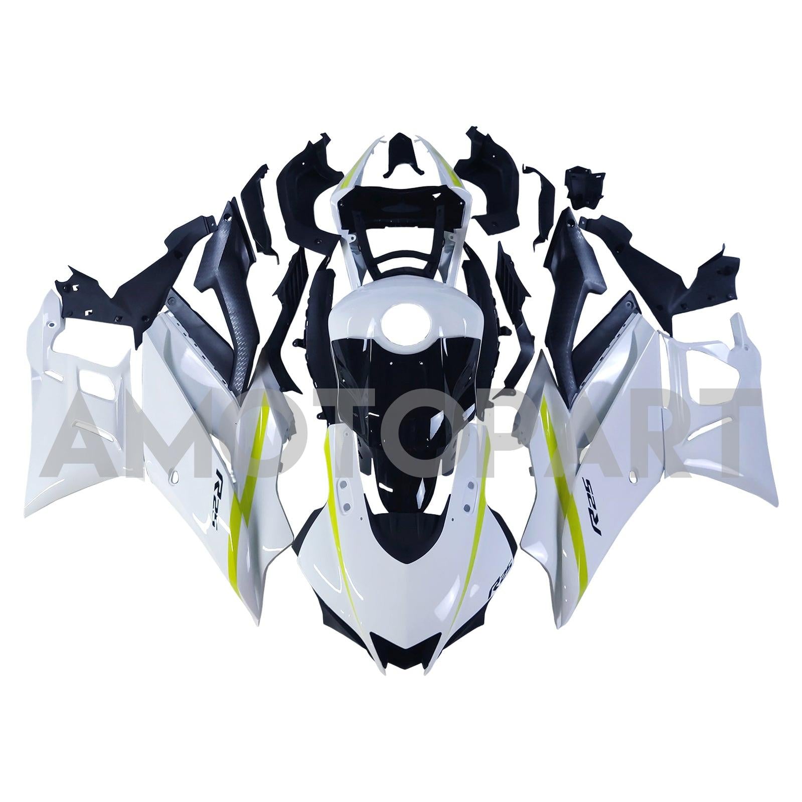 Amotopart 2022-2024 Yamaha YZF-R3 R25 White Fairing Kit