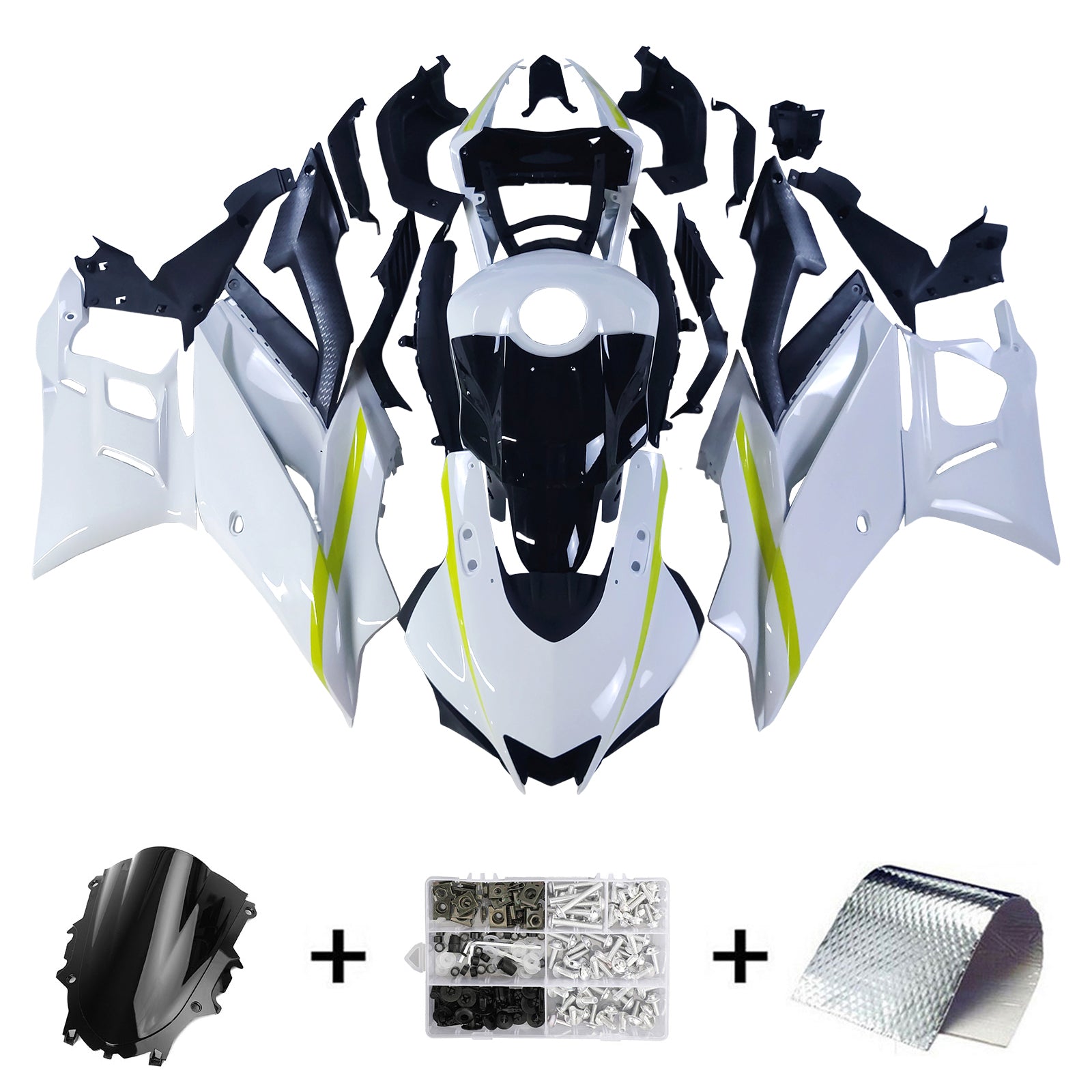 Amotopart 2022-2023 YAMAHA YZF-R3 R25 WHITE RAKINY KIT