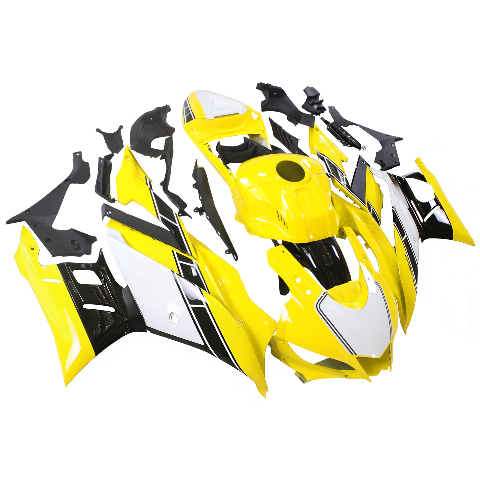 Amotopart 2022-2023 Yamaha YZF-R3 R25 Yellow & White Fairing Kit