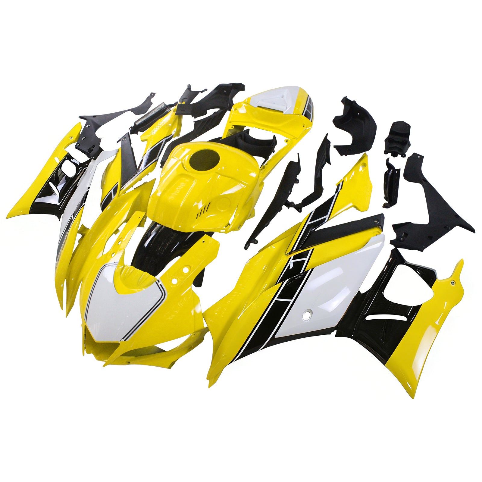 Amotopart 2022-2023 Yamaha YZF-R3 R25 Yellow & White Fairing Kit