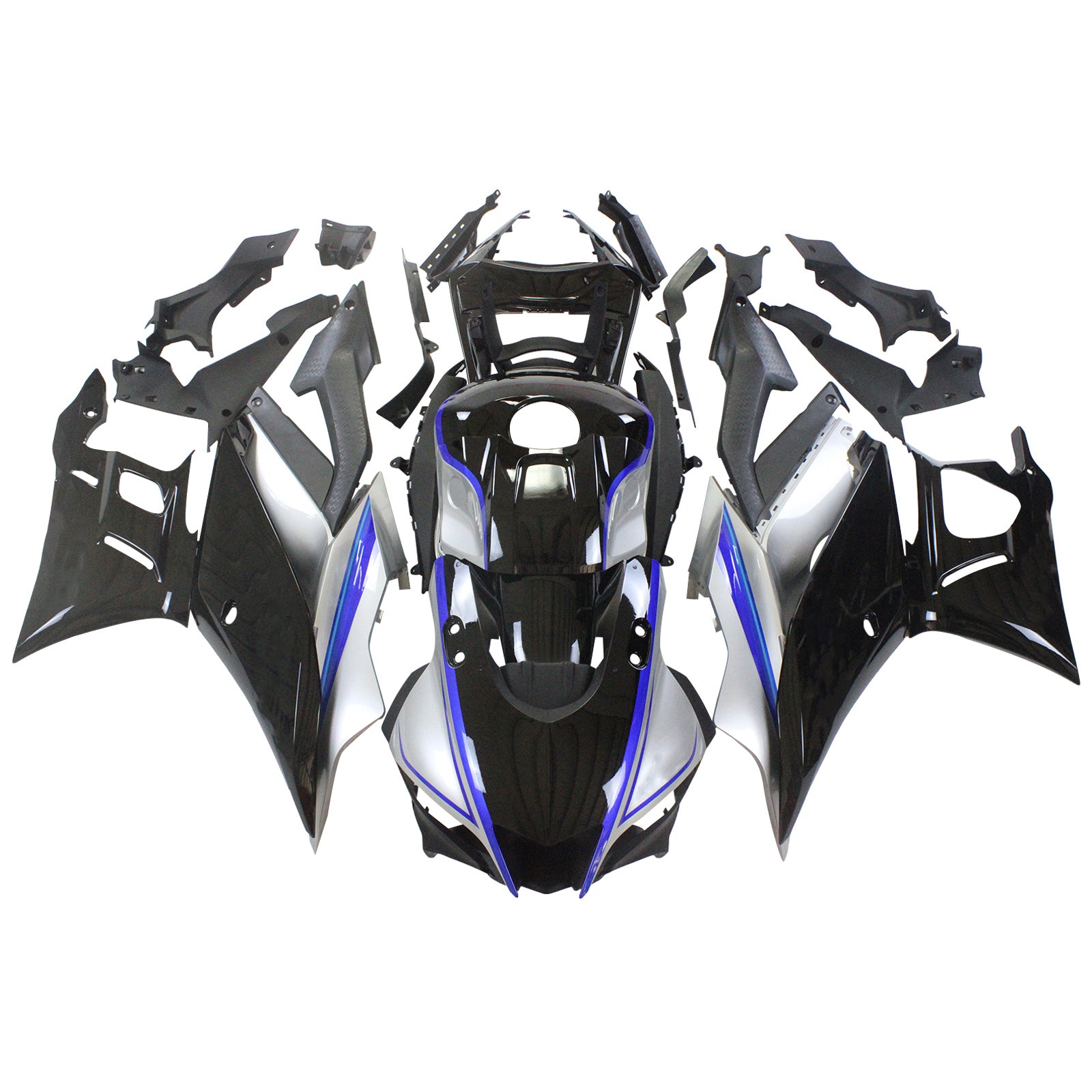 Amotopart 2022-2024 Yamaha YZF-R3 R25 Sliver&Black Fairing Kit