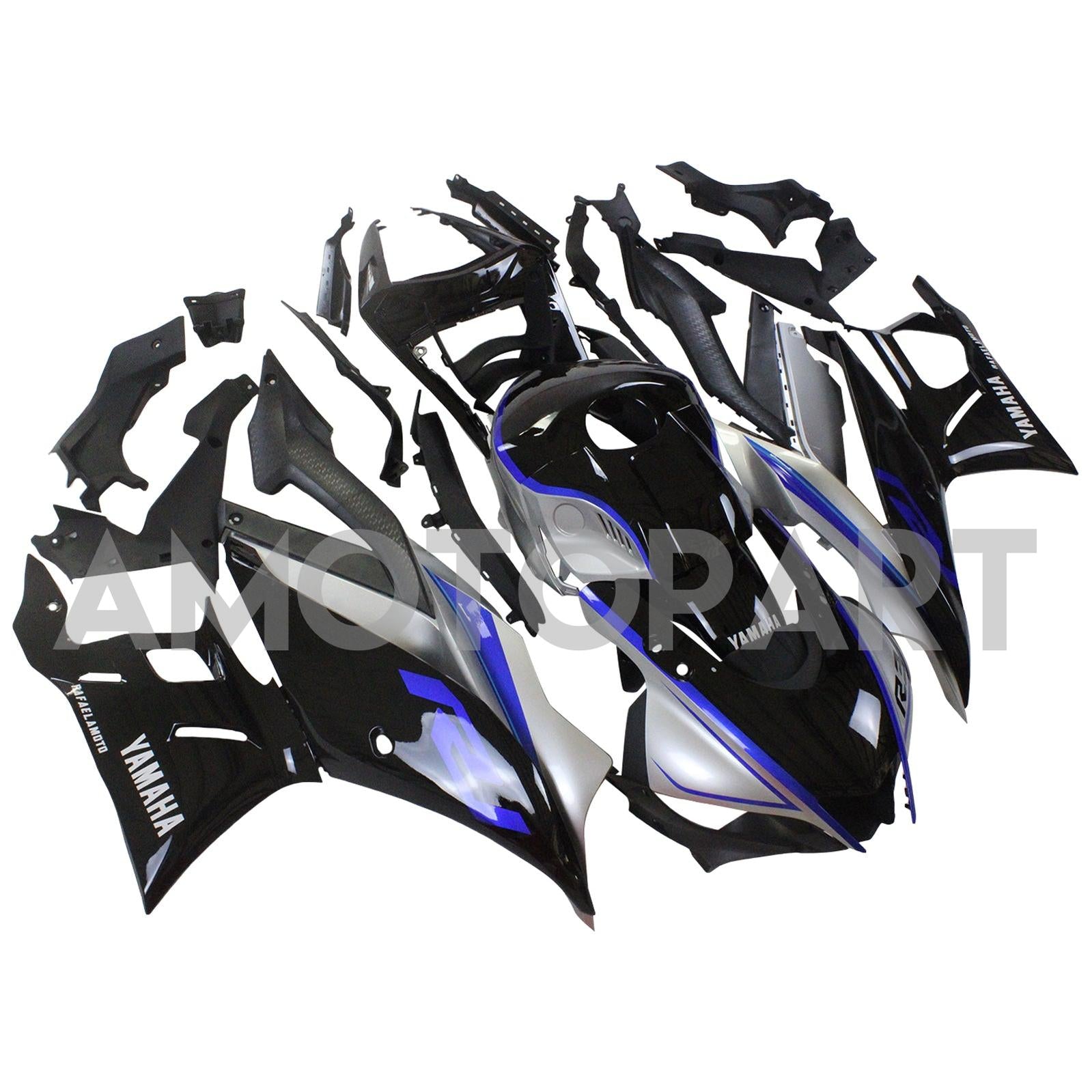 Amotopart 2022-2023 Yamaha YZF-R3 R25 Sliver & Black Fairing Kit