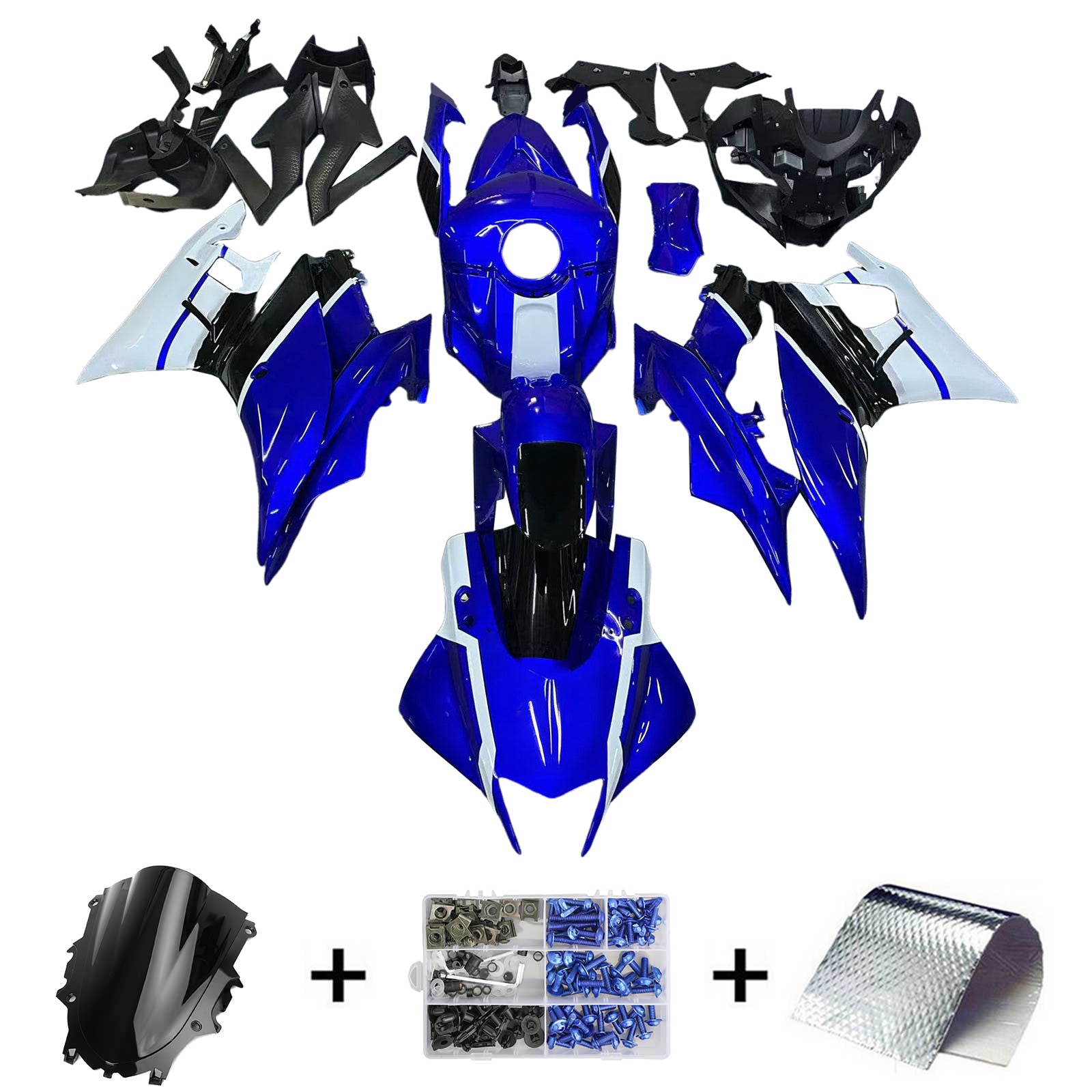 Amotopart 2022-2024 ヤマハ YZF-R3 R25 ブルー Style5 フェアリングキット
