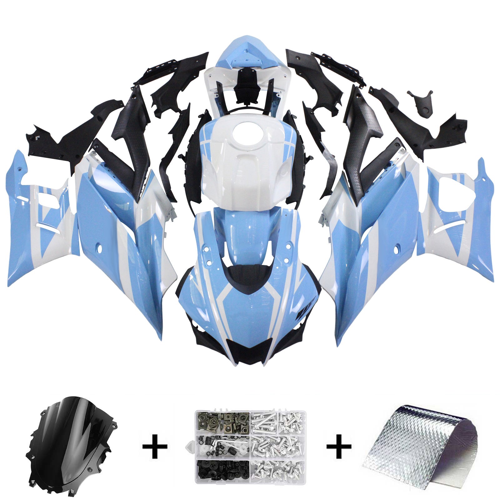 Amotopart 2022-2023 YAMAHA YZF-R3 R25 WHITE & BLUE STYLE2 FARIONS KIT