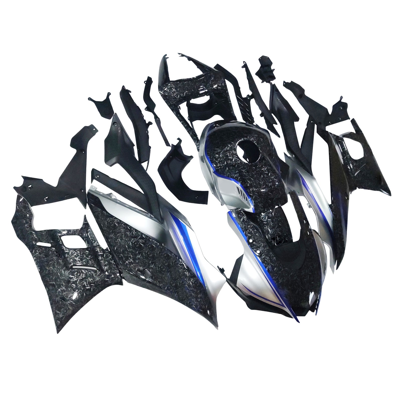 Amotopart 2022-2024 Yamaha YZF-R3 R25 Blue Marble Carbon fiber Fairing Kit