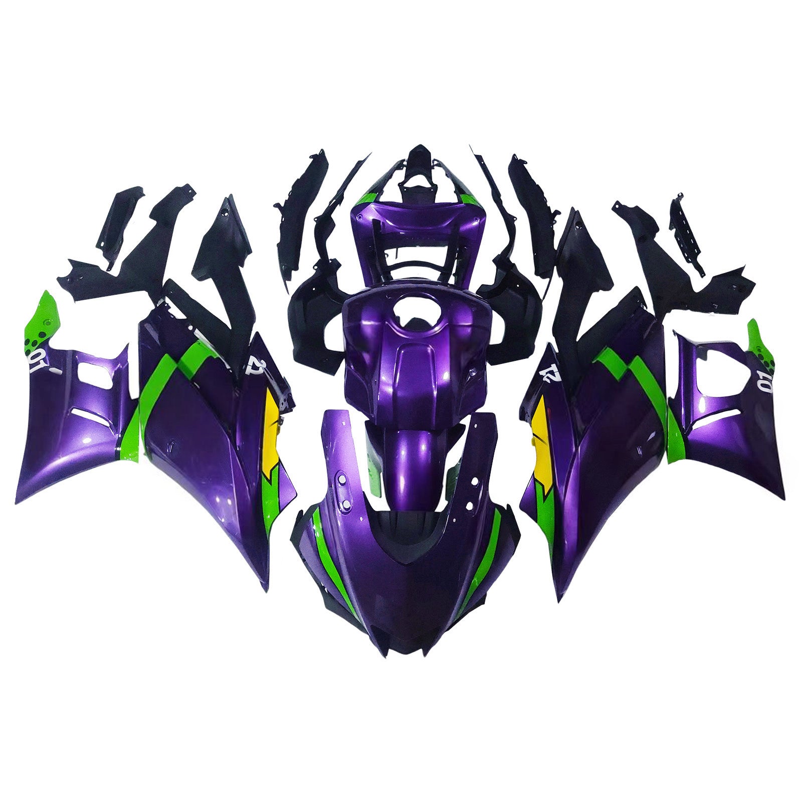 Amotopart 2022-2024 Yamaha YZF-R3 R25 Purple&Green Fairing Kit