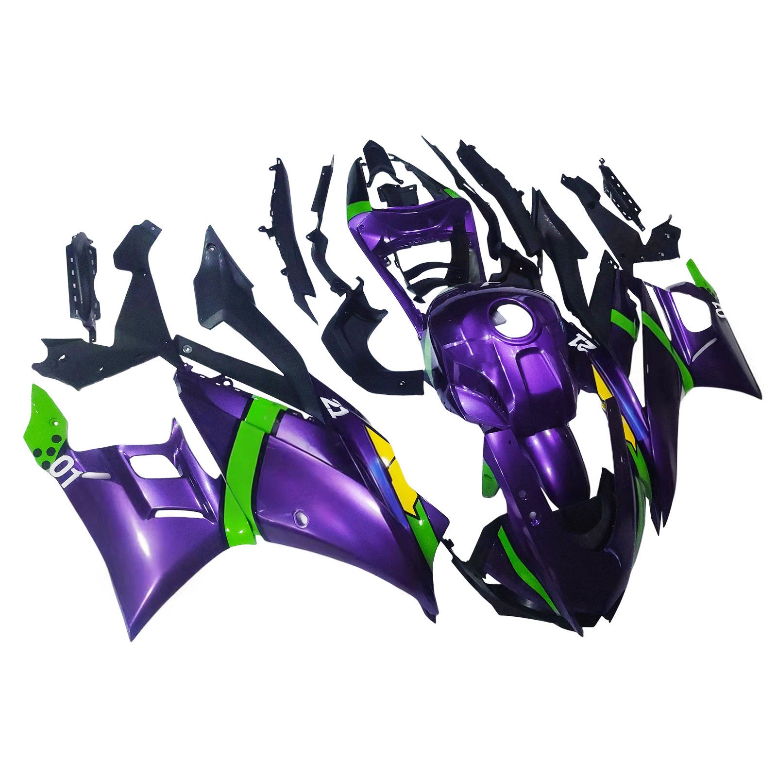 Amotopart 2022-2024 Yamaha YZF-R3 R25 Purple&Green Fairing Kit