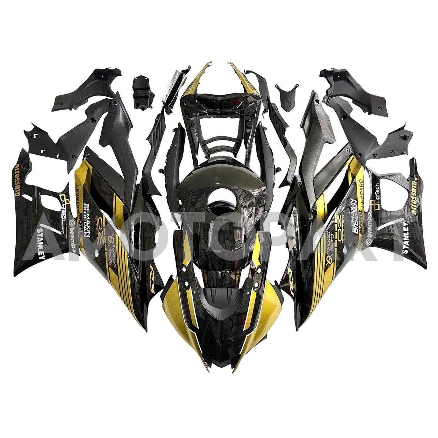 Amotopart 2022-2024 Yamaha YZF-R3 R25 Gold&Black Fairing Kit