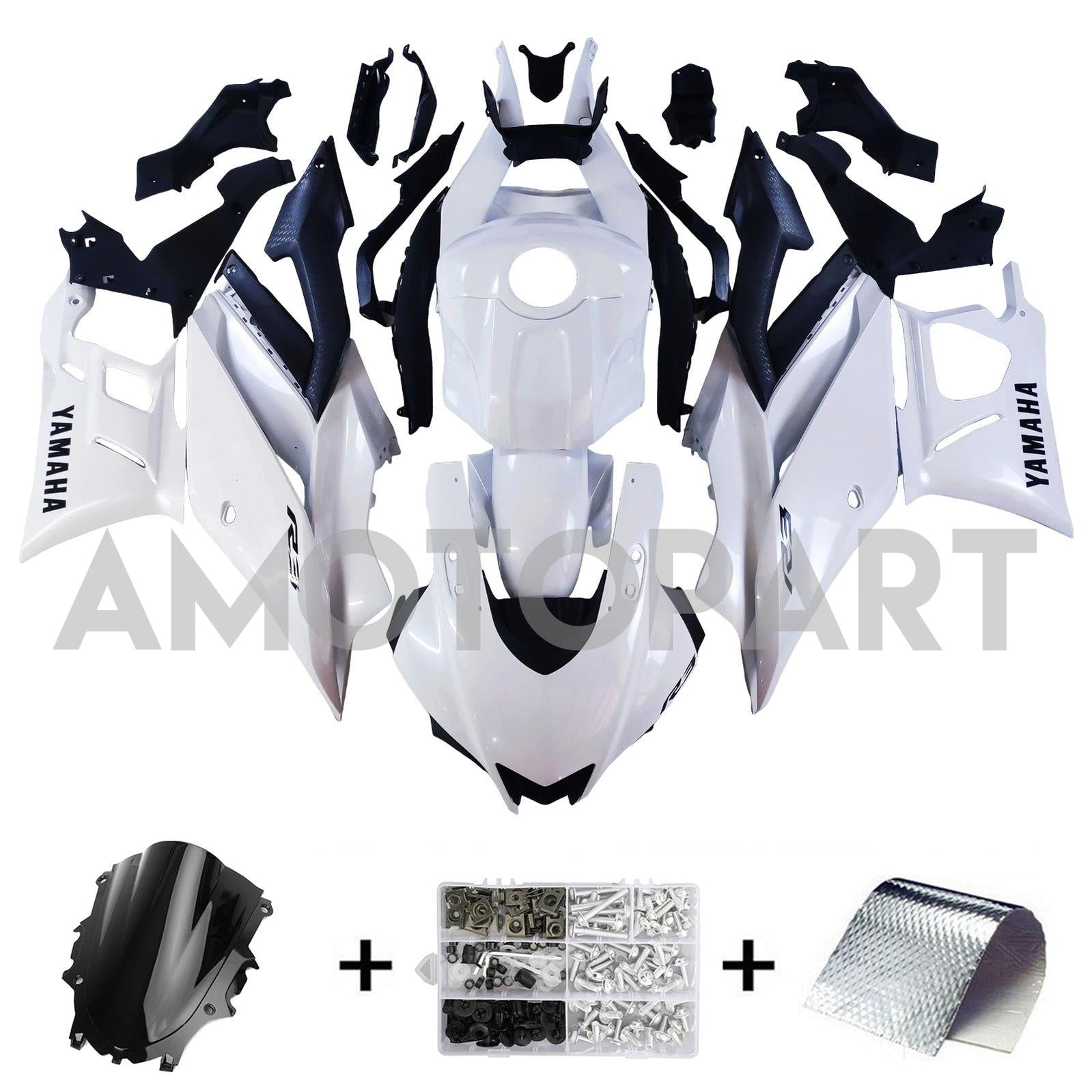 Amotopart 2022-2024 Yamaha YZF-R3 R25 Pearl White Fairing Kit