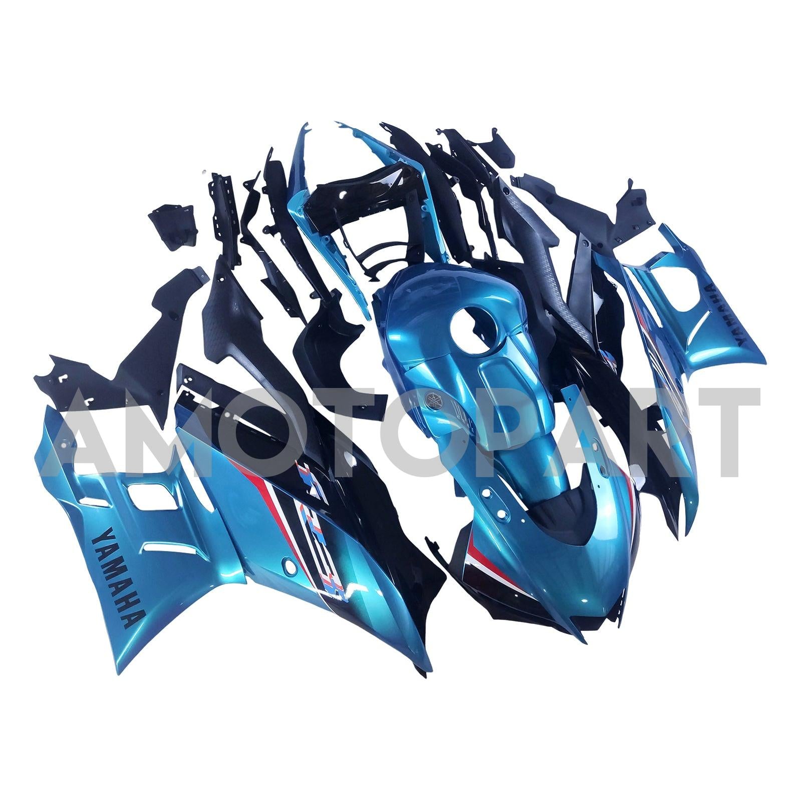 Amotopart 2022-2024 Yamaha YZF-R3 & R25 Blue Black Fairing Kit