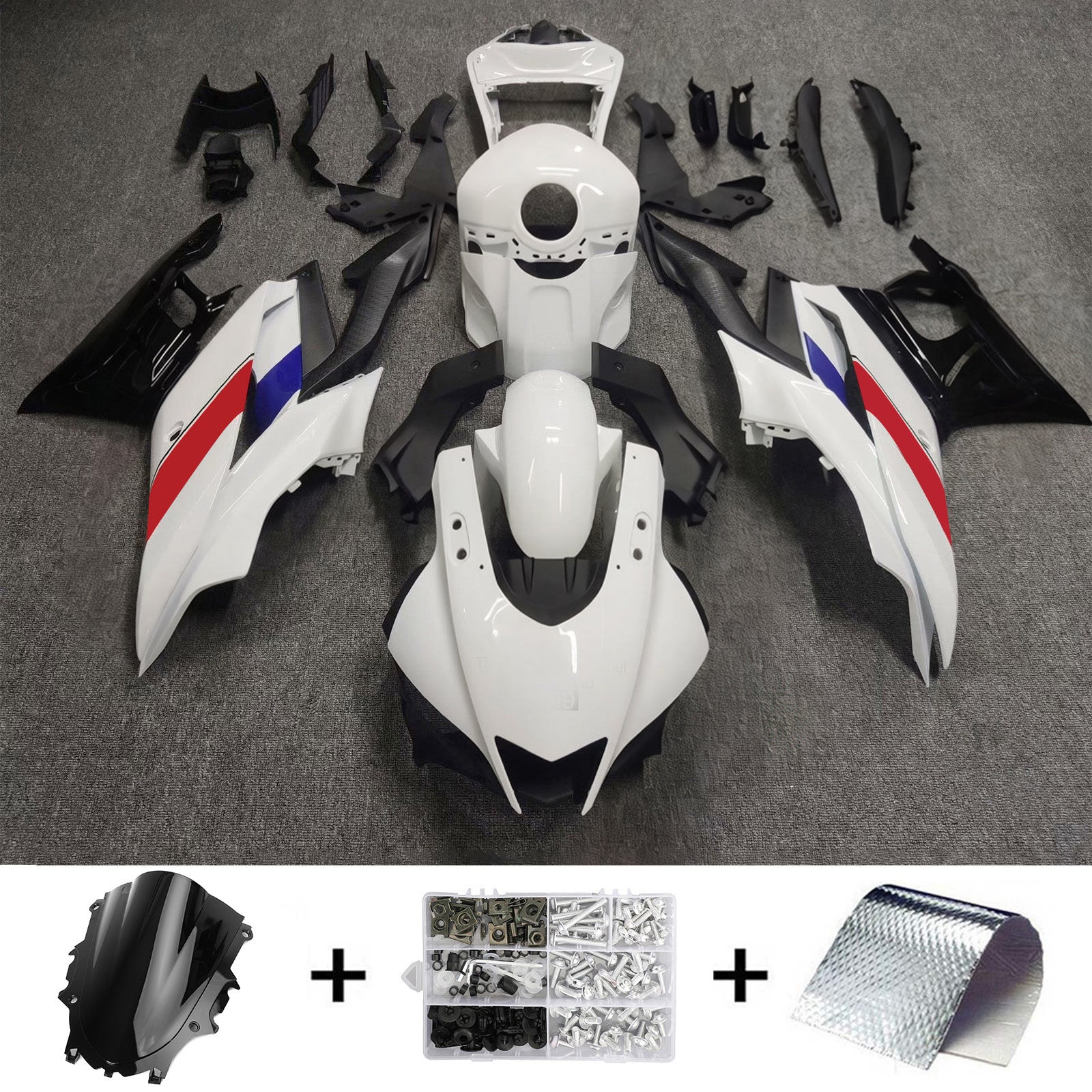 Amotopart 2022-2024 Yamaha YZF-R3 & R25 Black White Fairing Kit