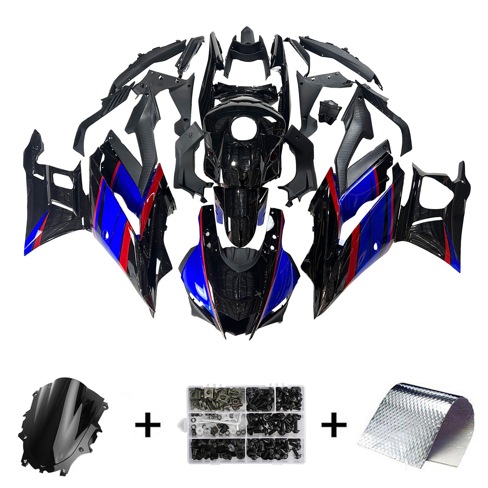 Amotopart 2022-2024 Yamaha YZF-R3 & R25 Black Red Blue Fairing Kit