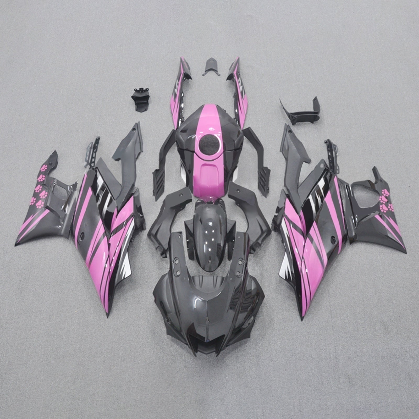 Amotopart 2022-2024 Kit carena Yamaha YZF-R3 e R25 rosa nero