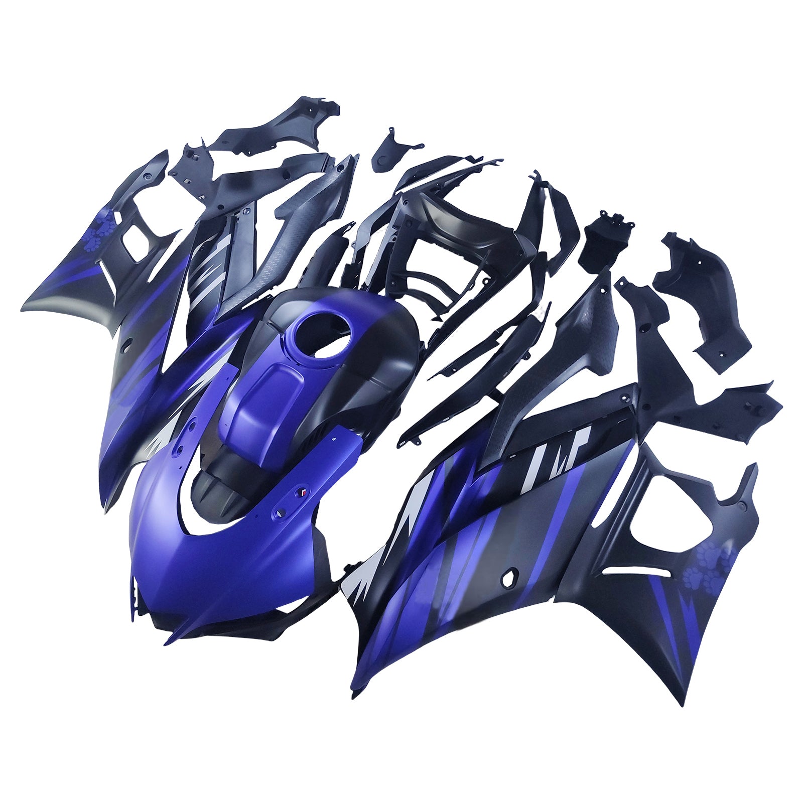 Amotopart 2022-2024 Yamaha YZF-R3 & R25 Matte Black Blue Fairing Kit