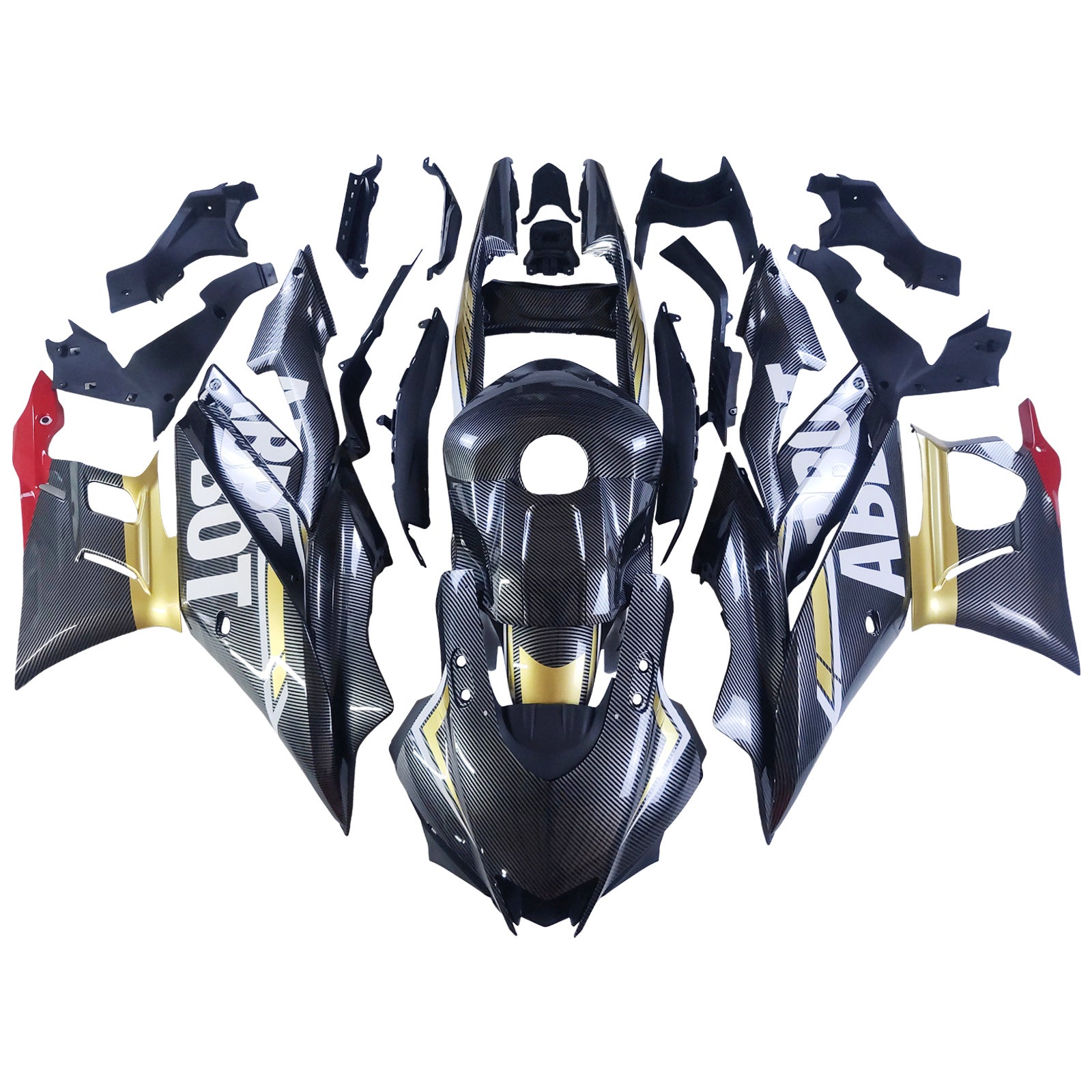Amotopart 2022-2024 ヤマハ YZF-R3 & R25 カーボンファイバー ブラック ゴールド ホワイト レッド フェアリングキット