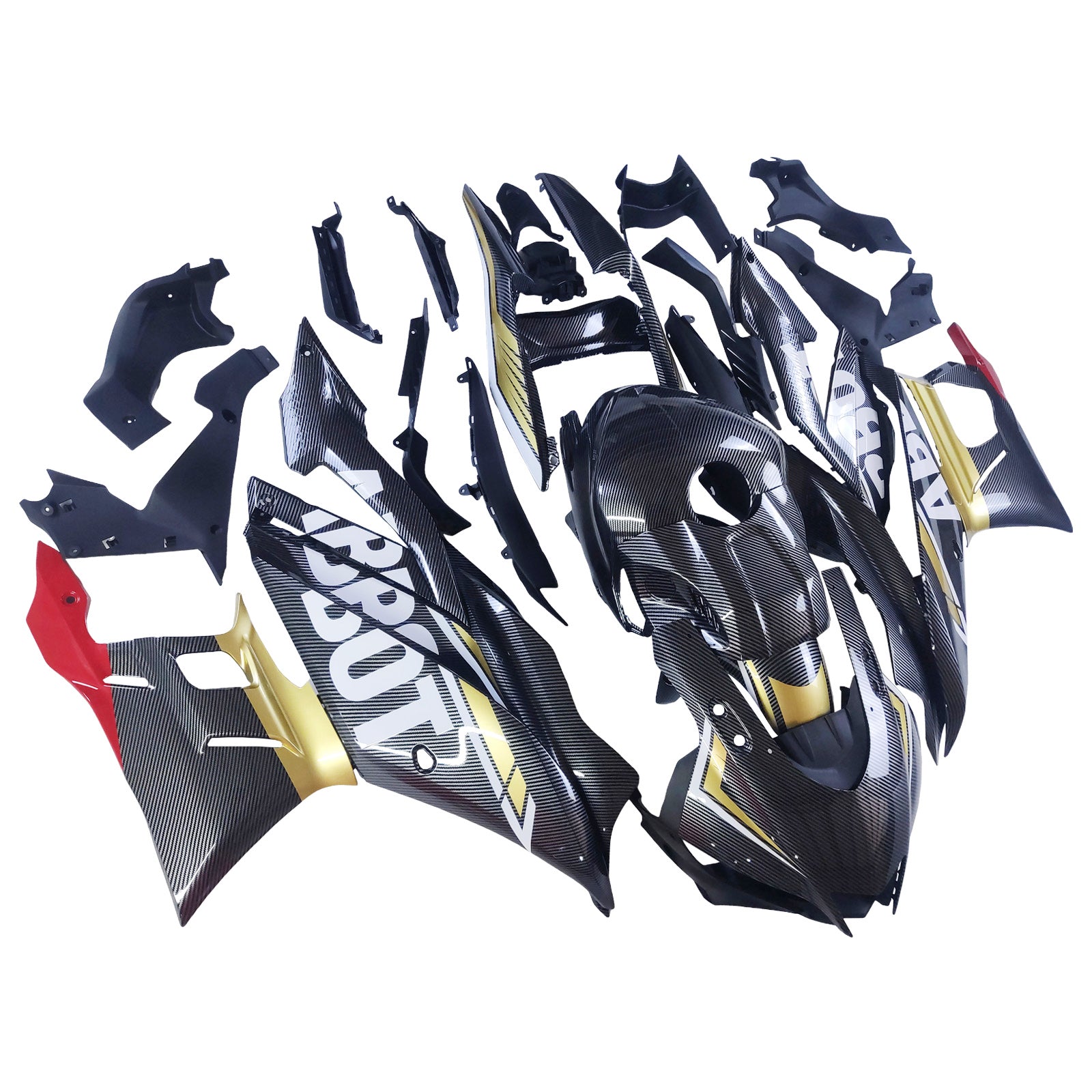 Amotopart 2022-2024 ヤマハ YZF-R3 & R25 カーボンファイバー ブラック ゴールド ホワイト レッド フェアリングキット
