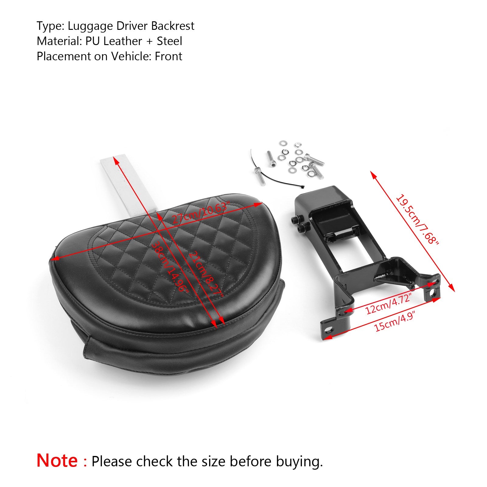 Plug-In-Fahrerrückenlehne + Montagesatz für Indian Chieftain Roadmaster 14–23 CHO Generic