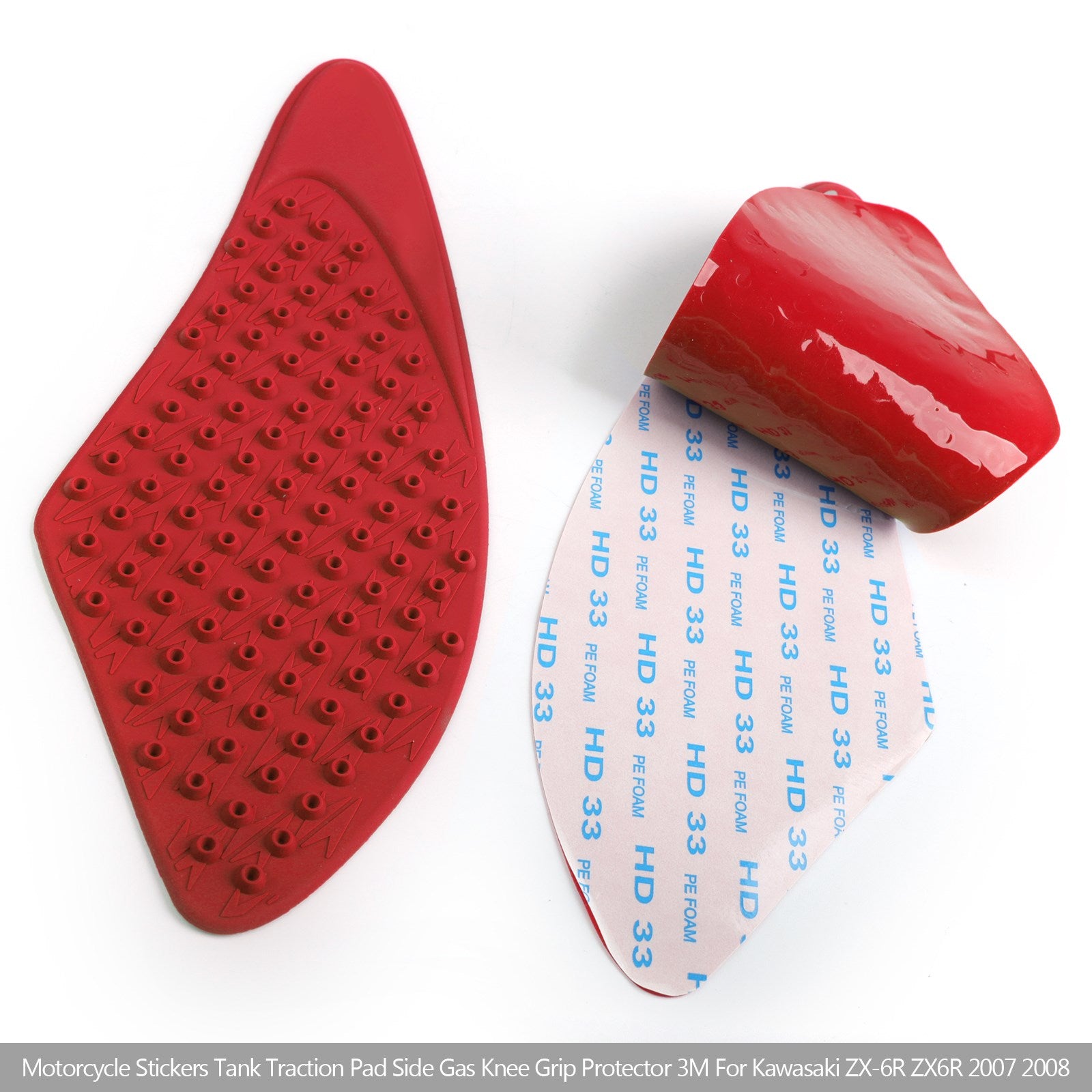 Tank Pad Traction Grip Protector 2-Piece Fit for Kawasaki ZX-6R ZX6R 07-2008