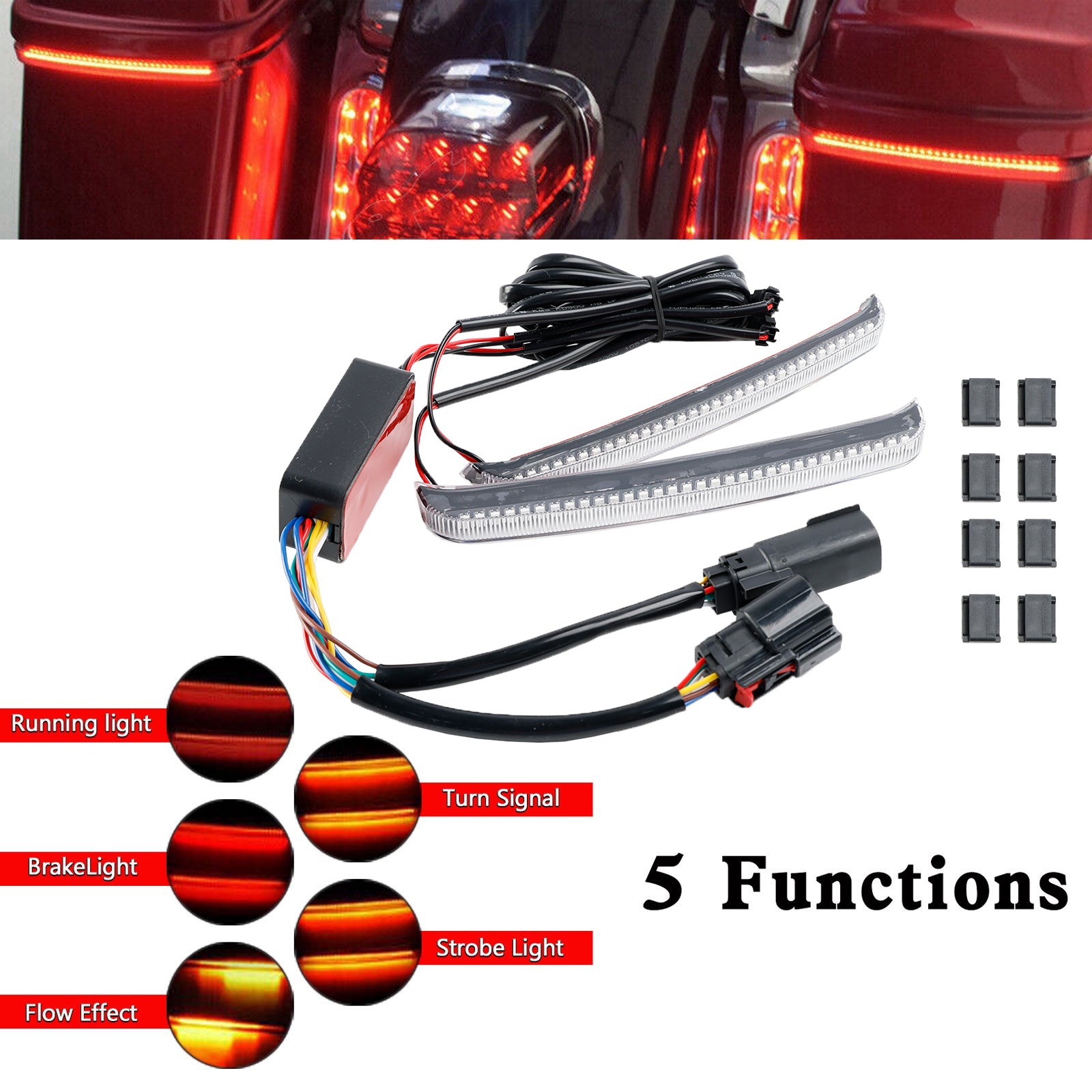 14-22 väg glid flhr Cvo sadelväska ledande flödande blinkersljus